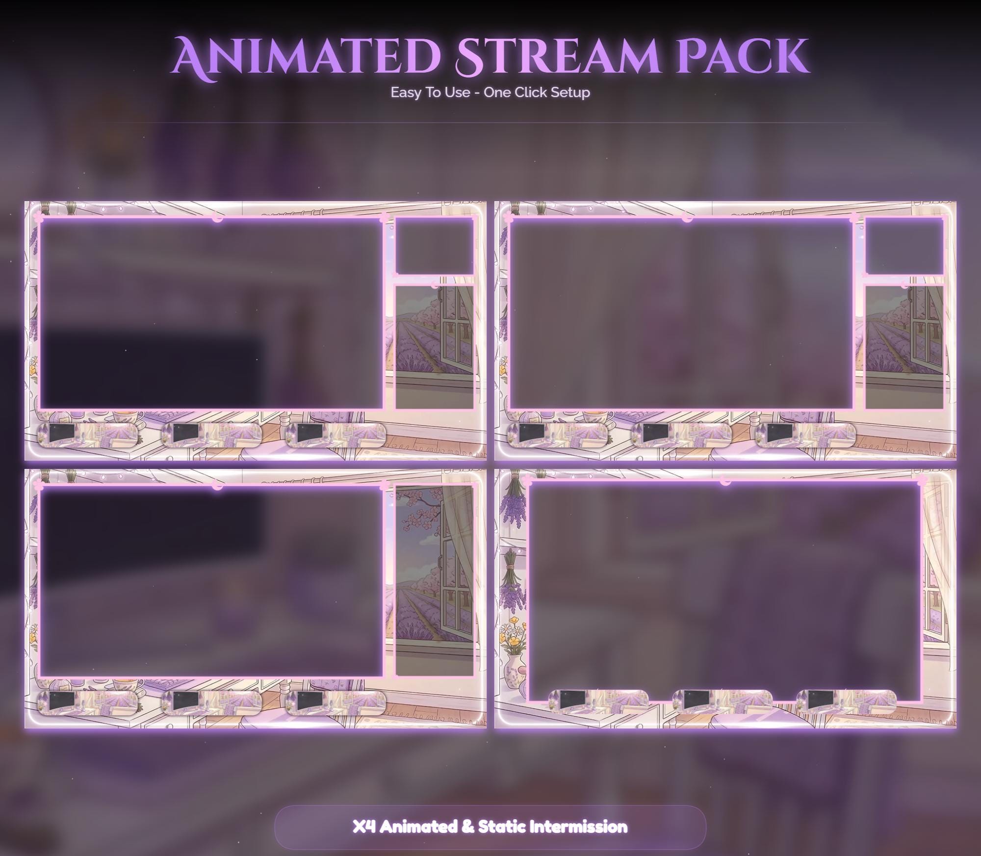 Lavender Spring Fox Animated Stream Package — preview photo 3