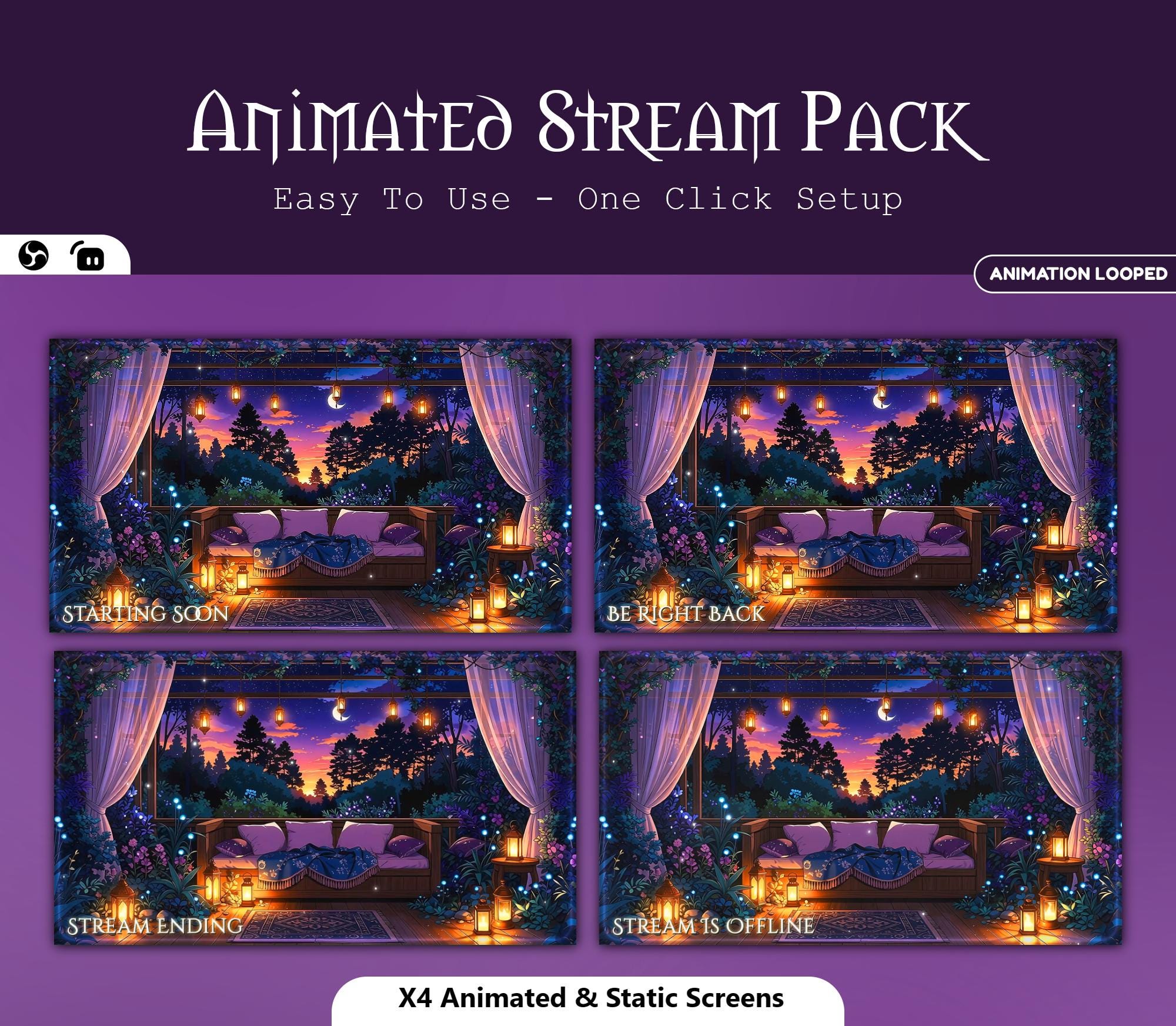 Cozy Midnight Garden Animated Overlay — preview photo 2