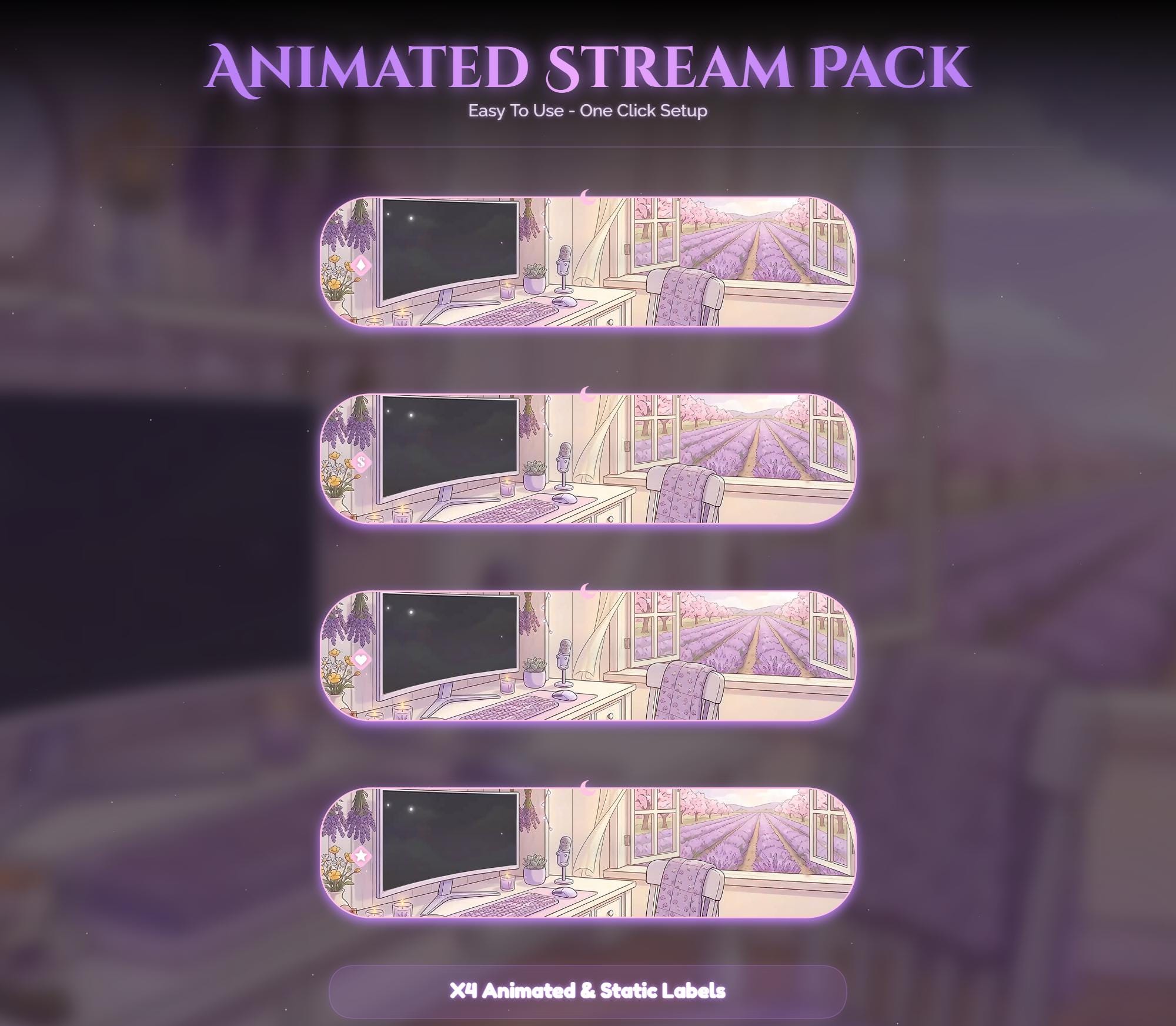 Lavender Spring Rabbit Animated Stream Package — preview photo 8