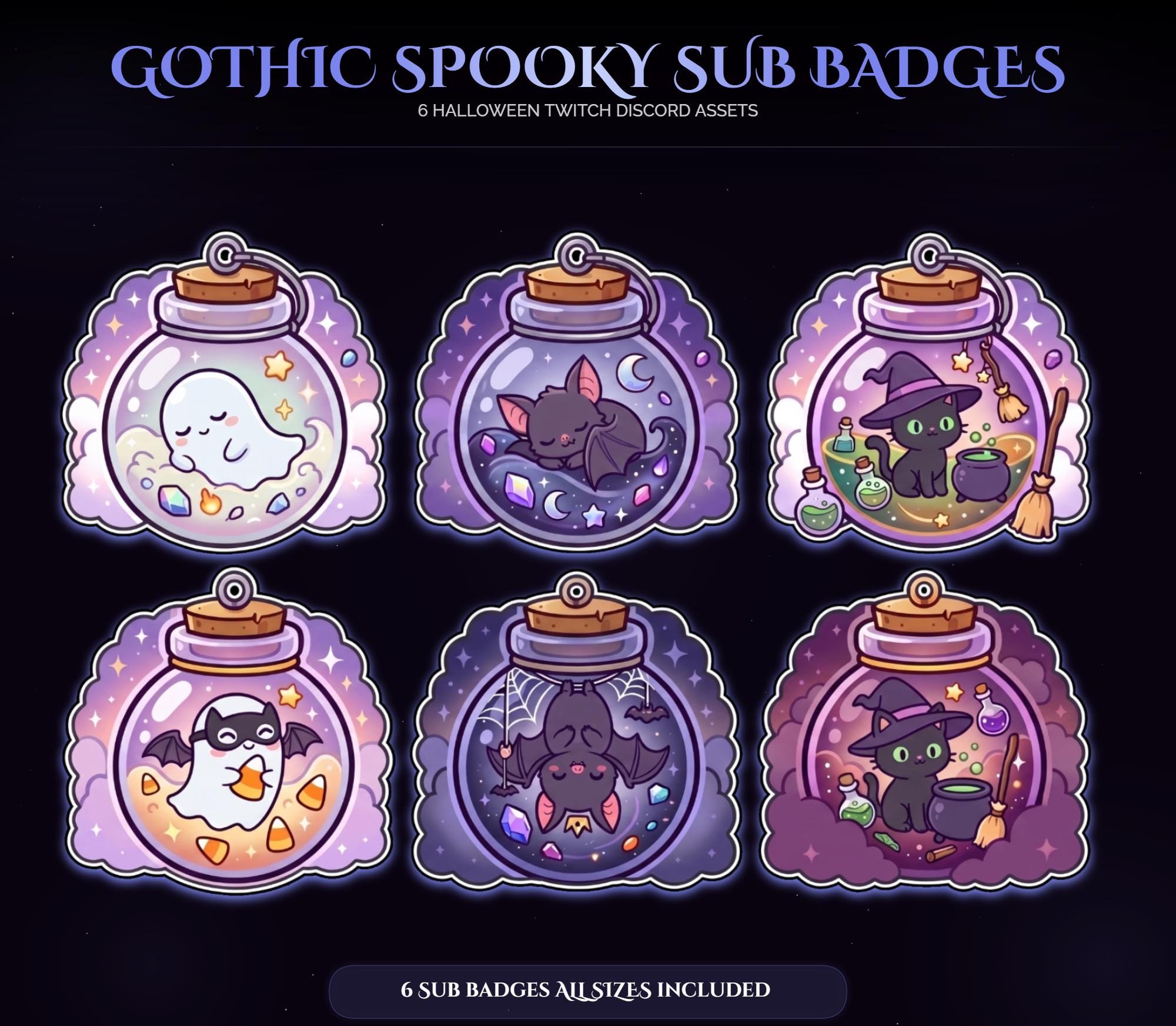 Gothic Halloween Witch Cat Bat Badges — preview photo 2