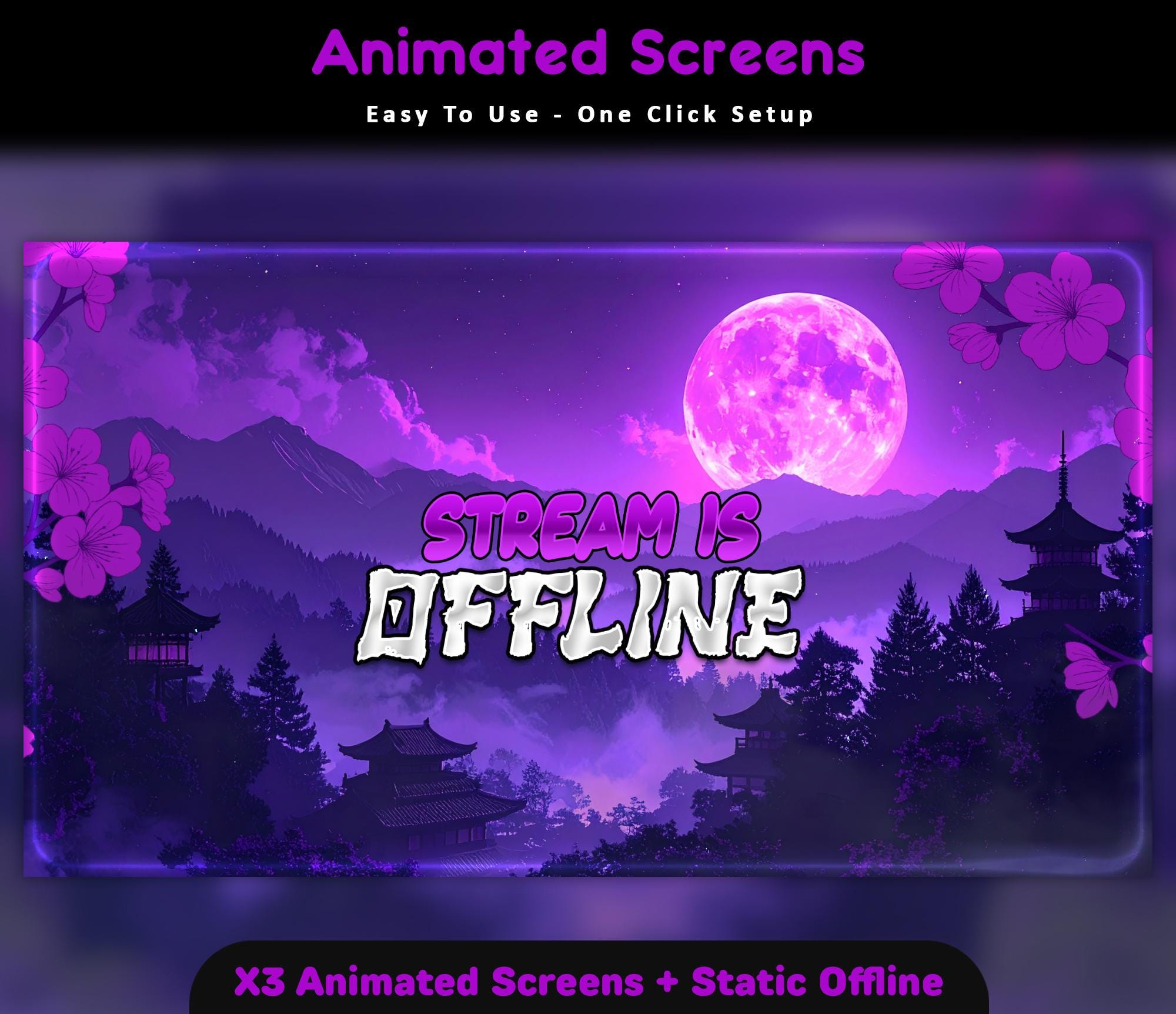 Purple Moon Sakura Twitch Screens — preview photo 4