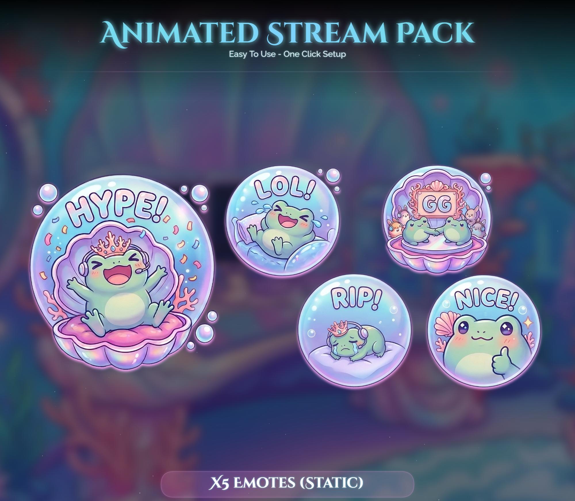 Frog Under Sea Room Animated Stream Package — preview photo 7