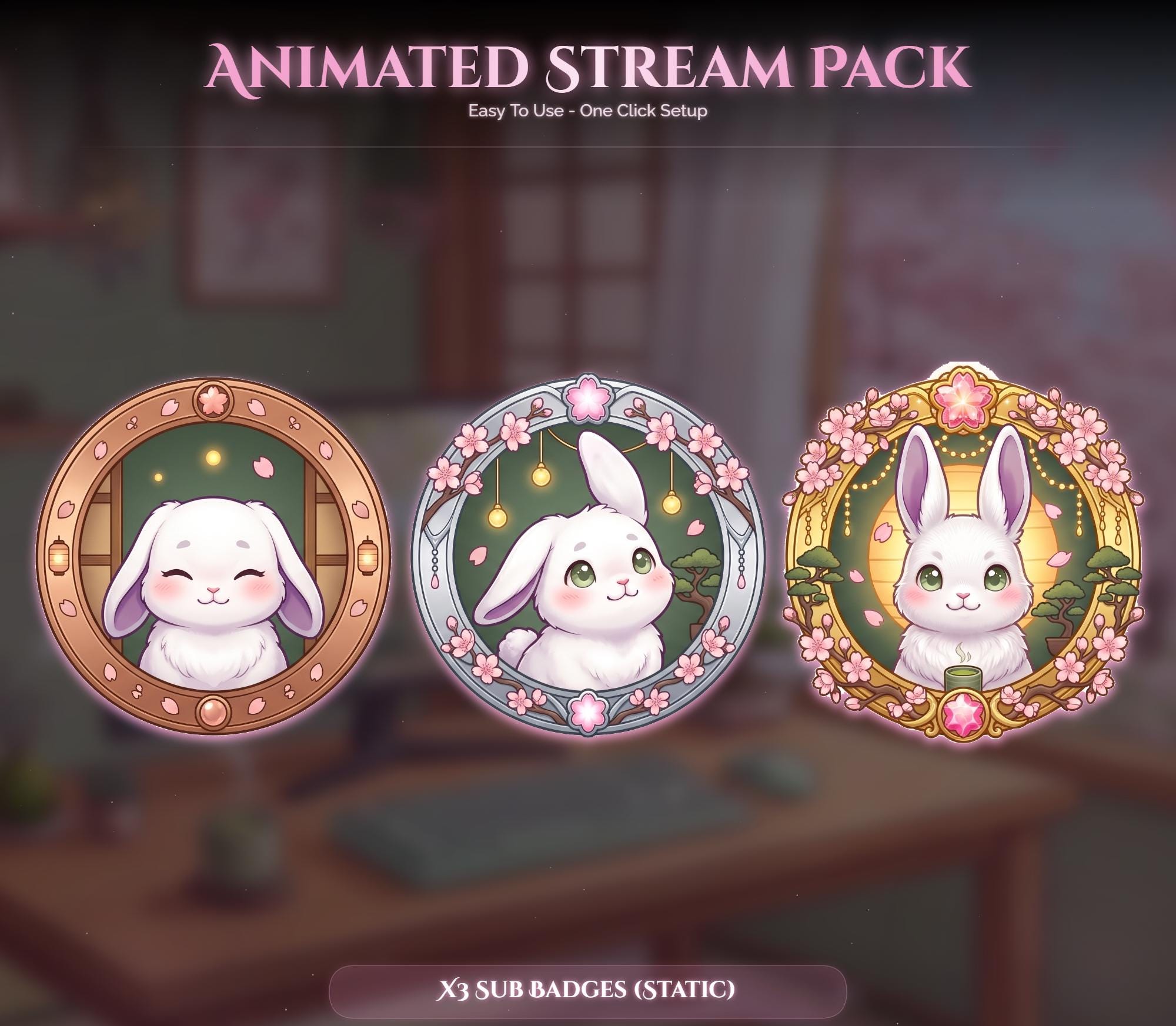 Sakura Setup Bunny Animated Stream Package — preview photo 5
