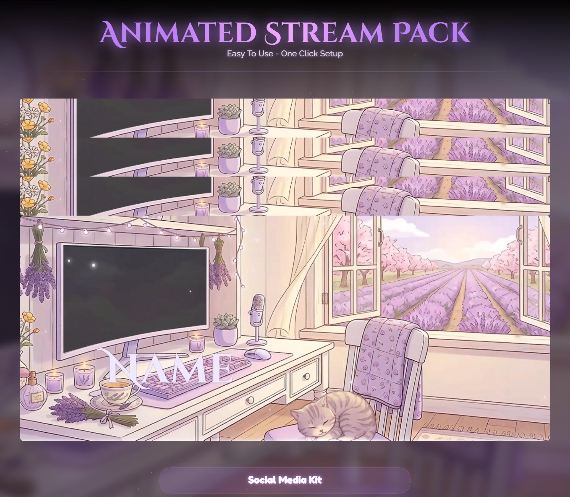 Lavender Spring Cat Animated Stream Package — preview photo 10