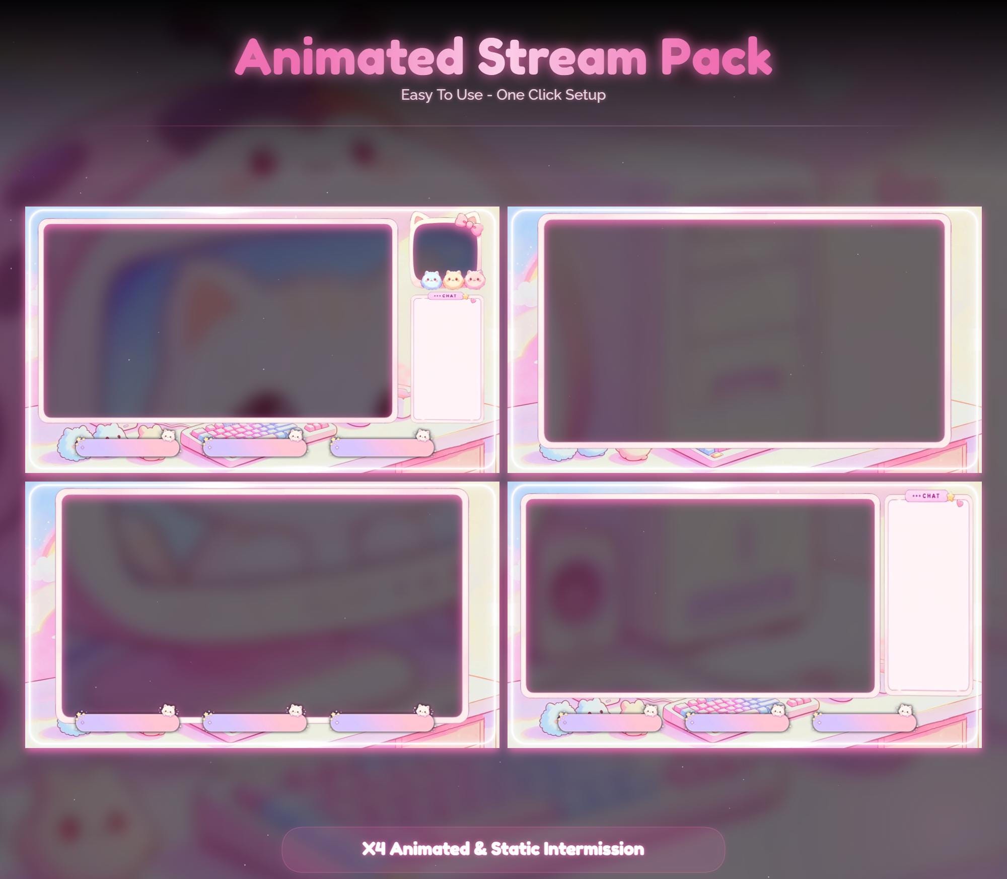 Animated Kawaii Cat Stream Pack — preview photo 3