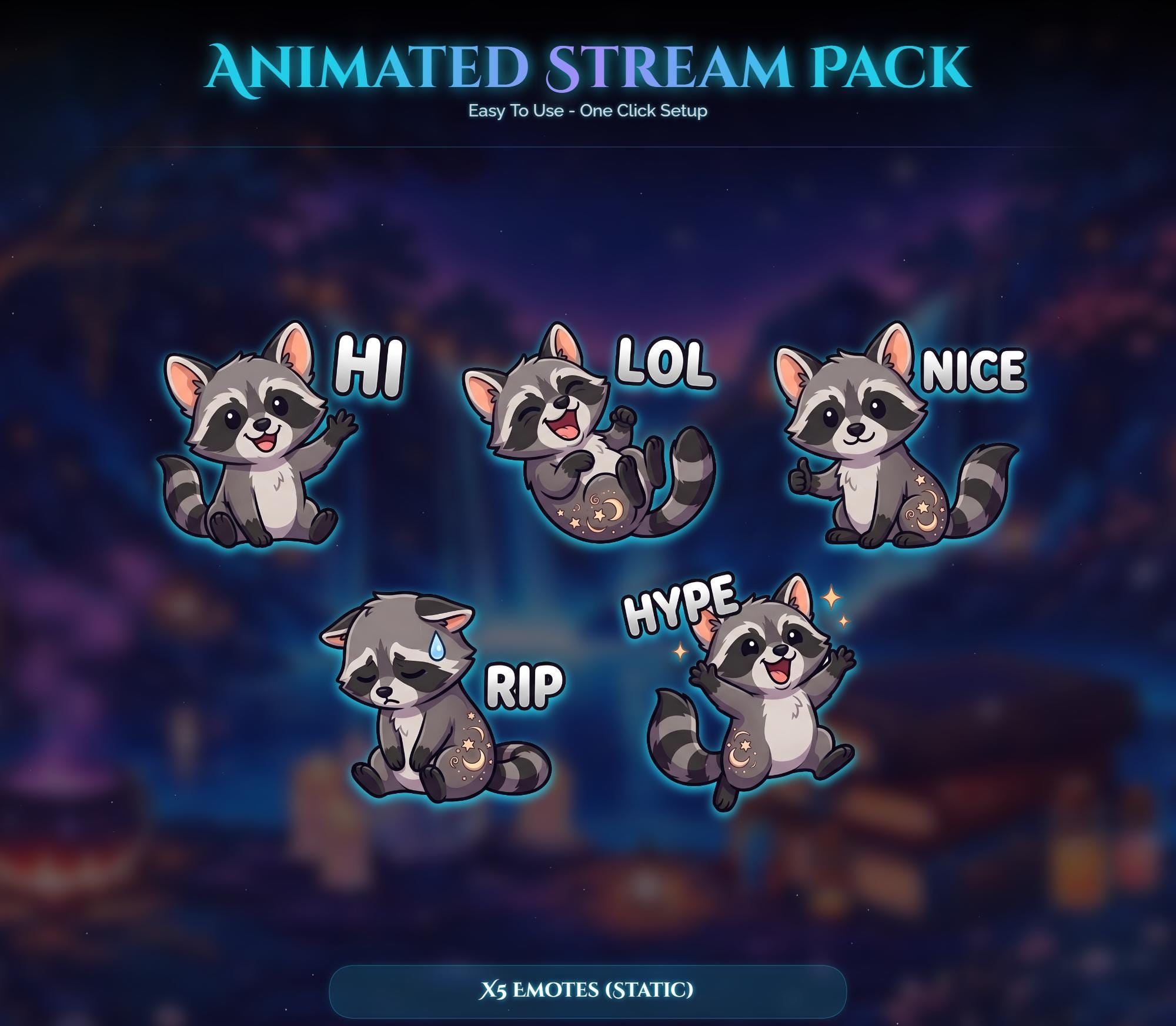 Spooky Raccoon Raven Animated Stream Overlay Pack: Twitch, YouTube, Kick (Digital Download) — preview photo 7