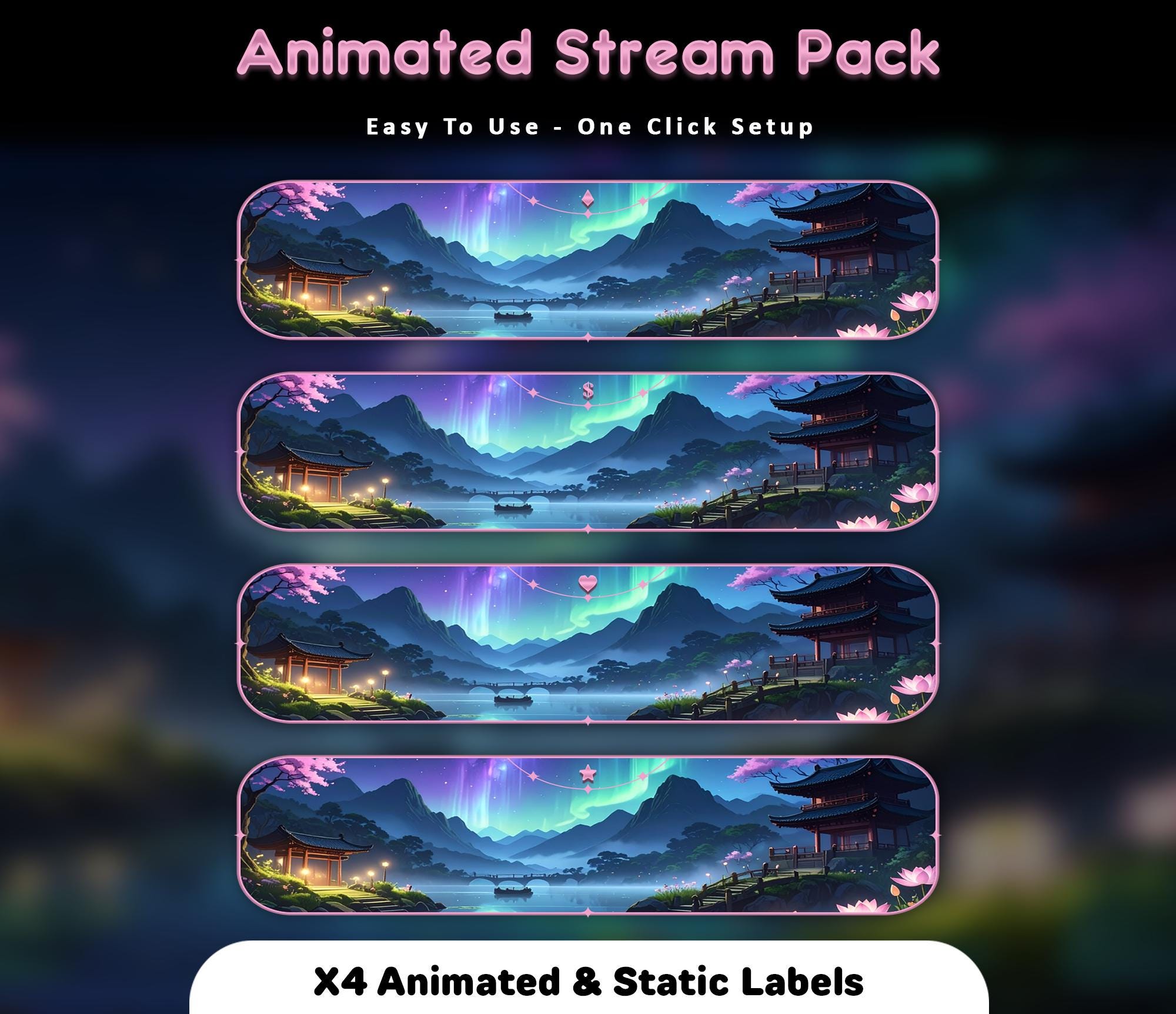 Dream Cats Sakura Animated Stream Package: Twitch Overlay, YouTube, Kick — preview photo 7