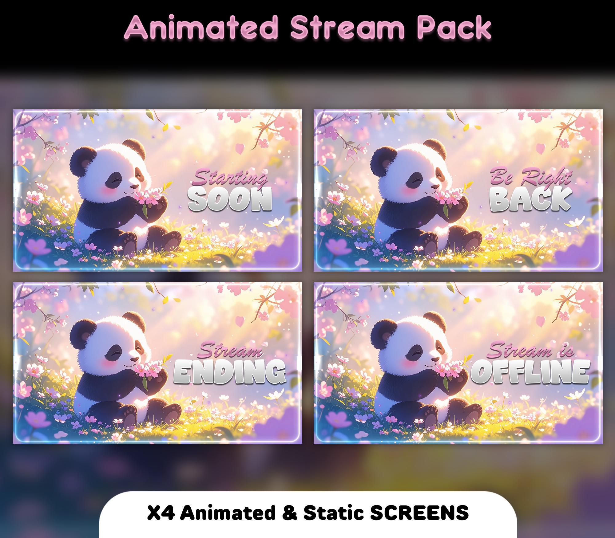 Blossom Panda Animated Stream Package: For Twitch Overlay, YouTube, Kick — preview photo 2