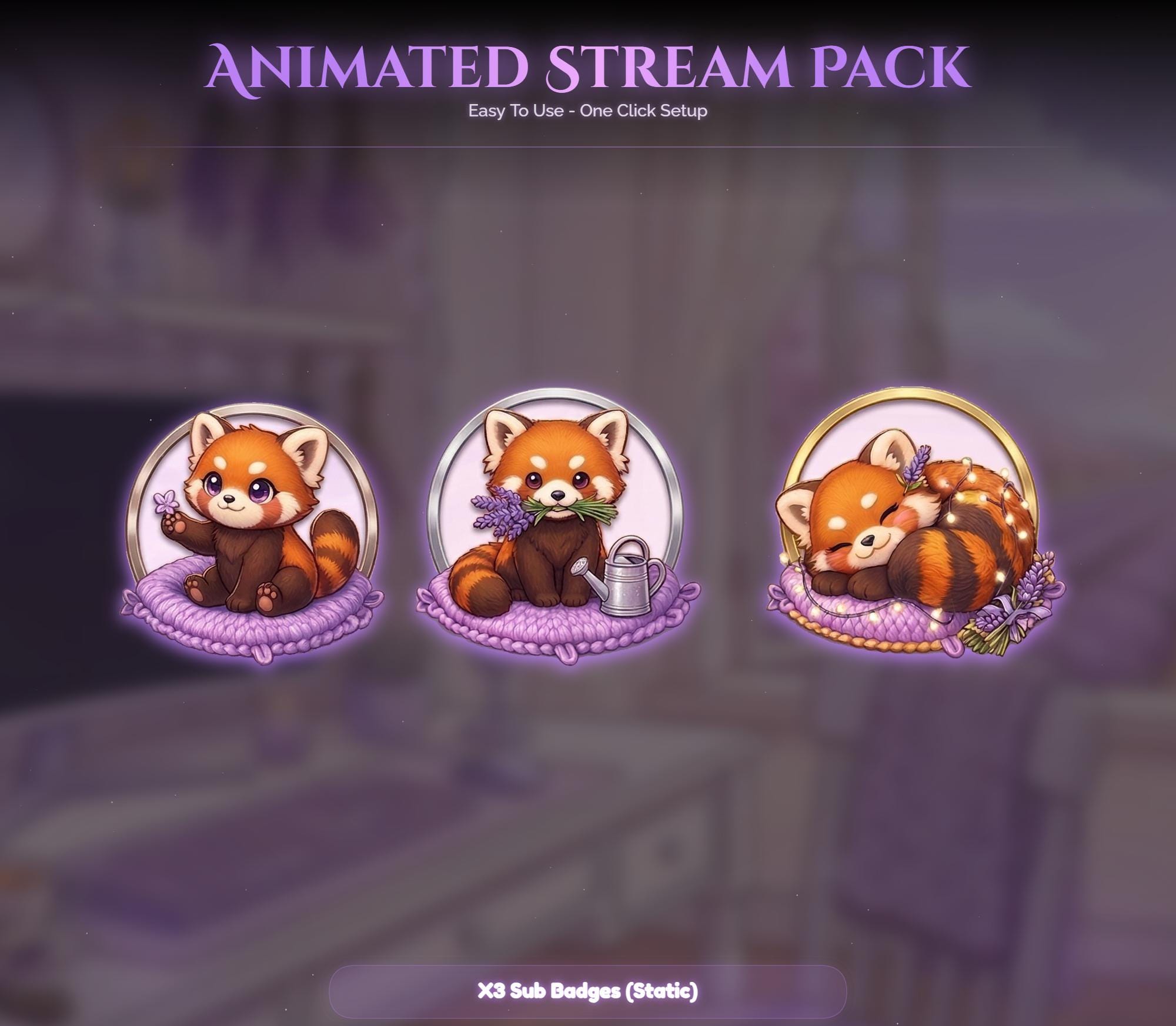 Lavender Spring Red Panda Animated Stream Package — preview photo 7