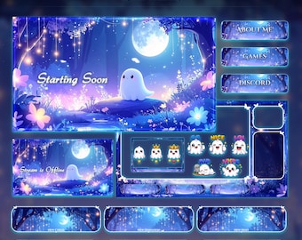 Ghost Forest Magic Animated Stream Package | Twitch Overlay | YouTube | kick | Ghost overlays