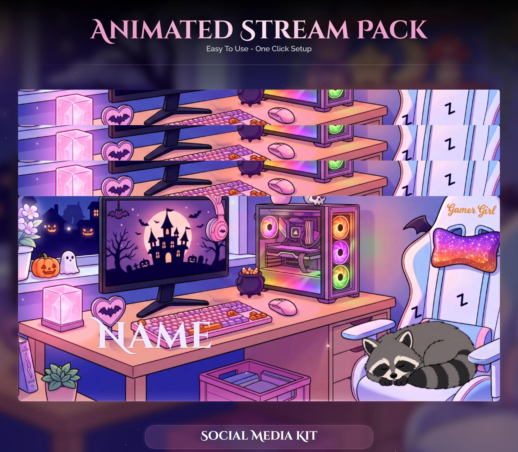 Animated Spooky Halloween Twitch Overlay Pack — preview photo 10