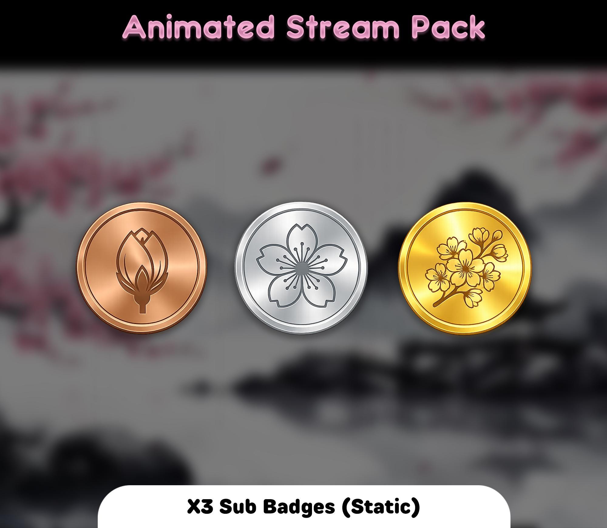 Animated Cherry Blossom Stream Overlay Package — preview photo 9