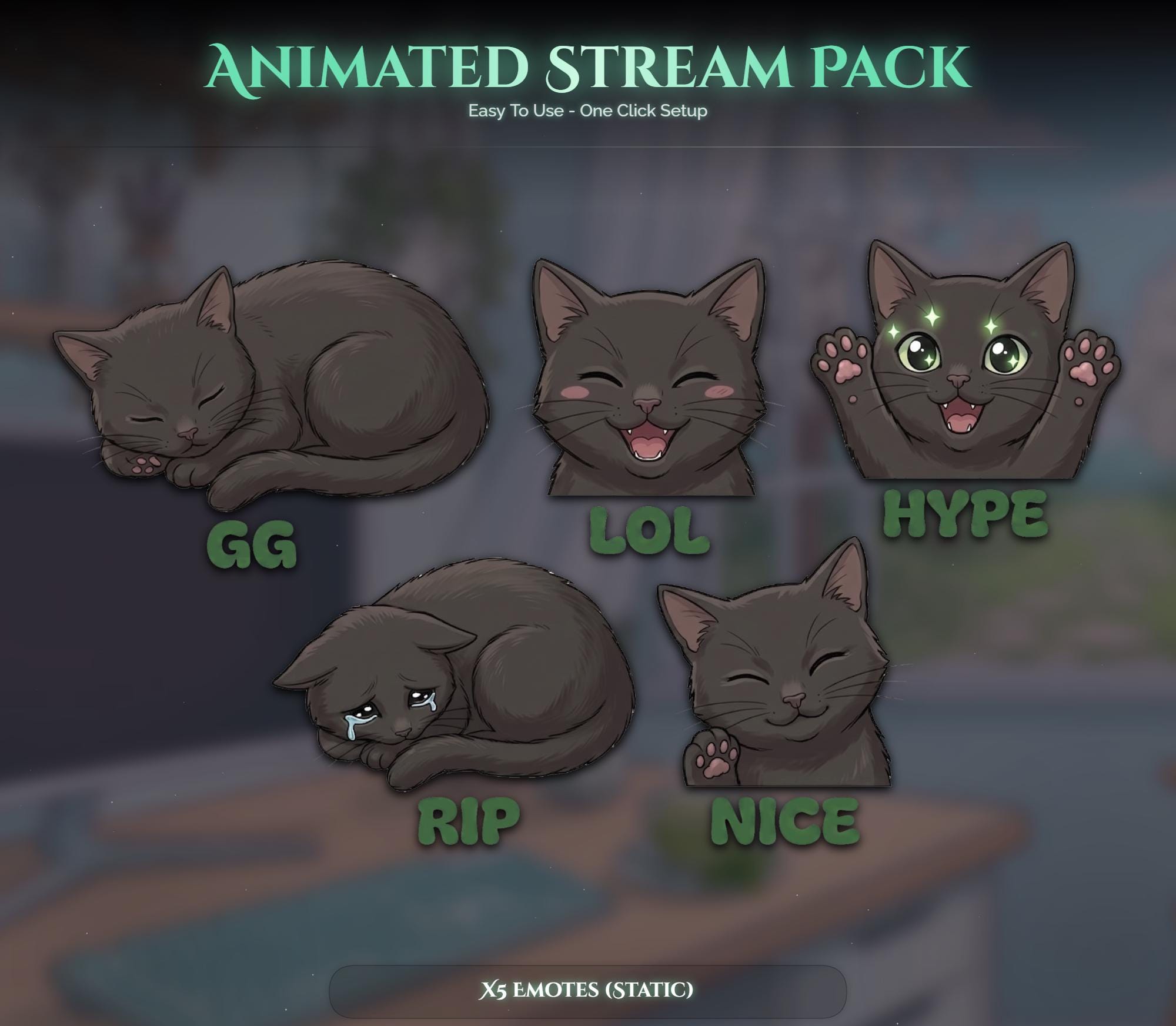 Matcha Cat Animated Stream Package: For Twitch Overlay, YouTube, Kick — preview photo 7