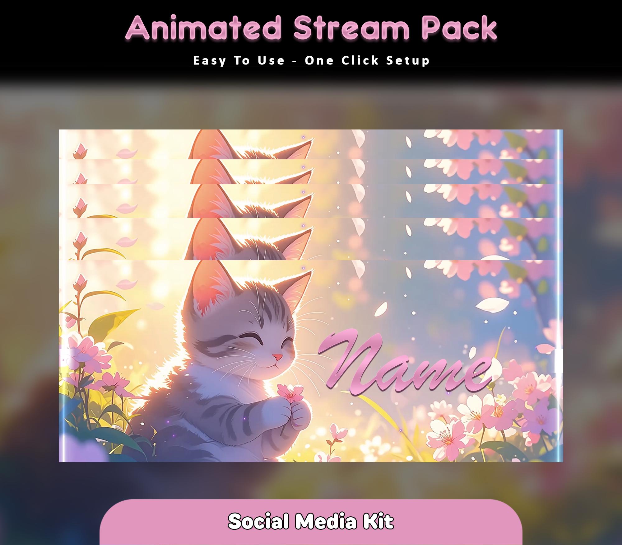 Sakura Cat Animated Stream Package — preview photo 9