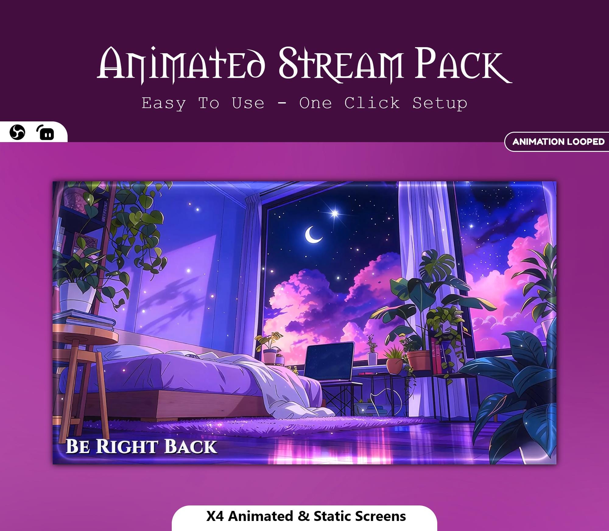 Animated Neon Bedroom Stream Package — preview photo 10
