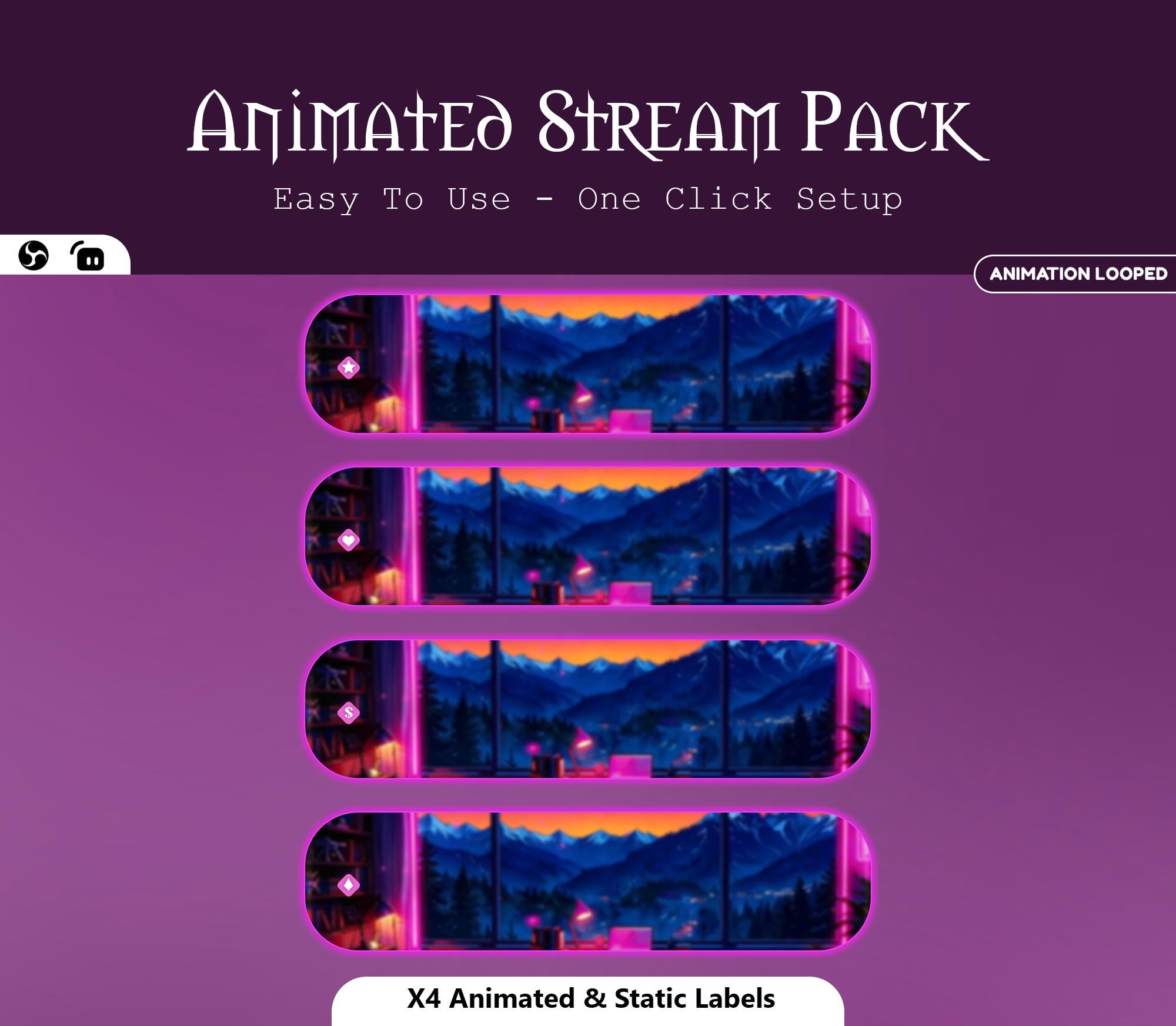 Animated Neon Bedroom Stream Package — preview photo 7