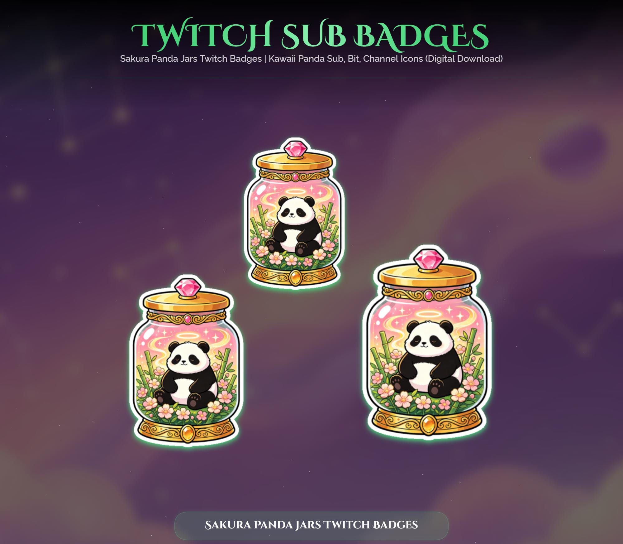 Sakura Panda Jars Twitch Badges — preview photo 9