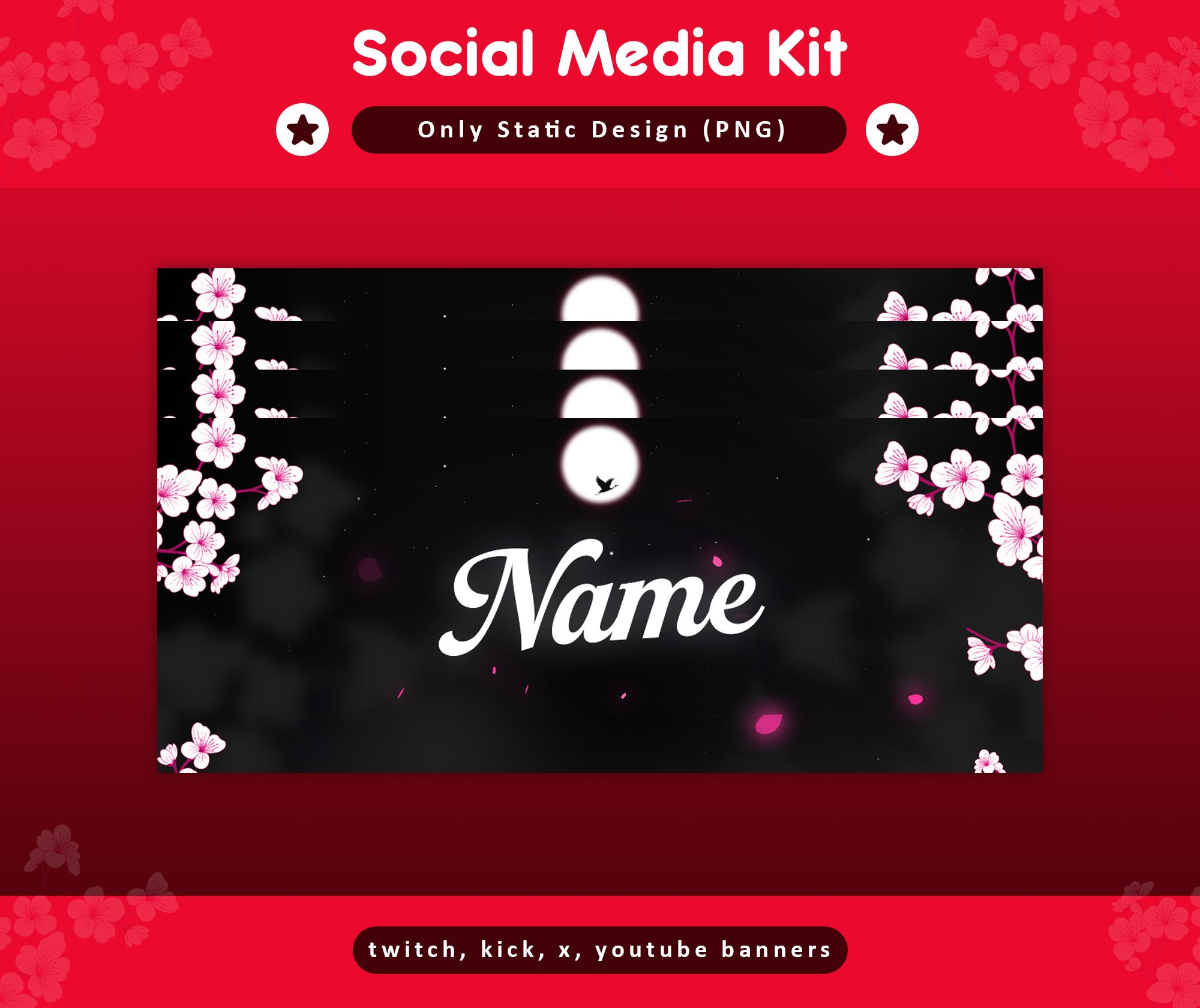 Cherry Blossom Animated Stream Package: Twitch Overlay, YouTube, Kick — preview photo 8