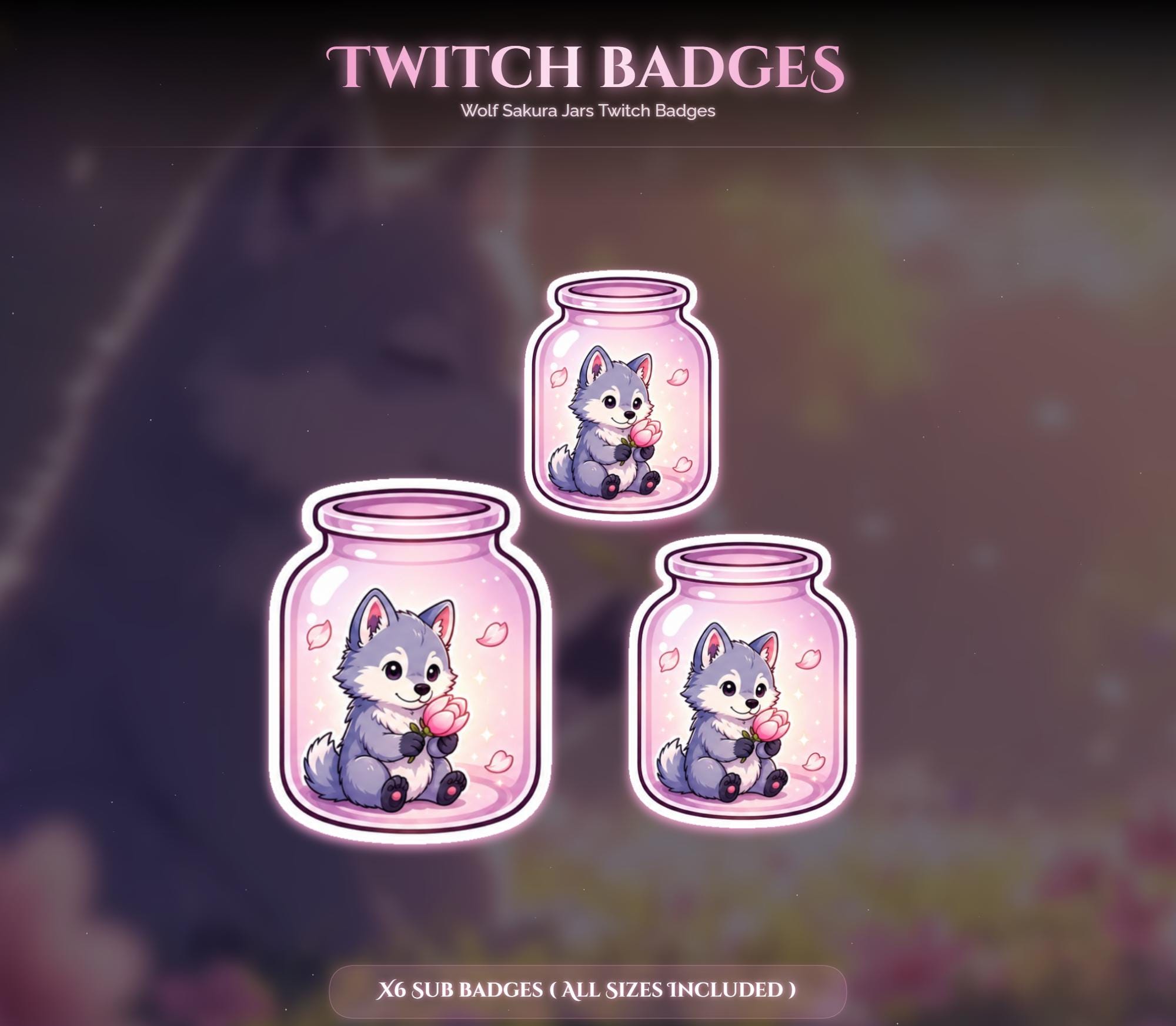 Sakura Wolf Jars Twitch Badges — preview photo 7