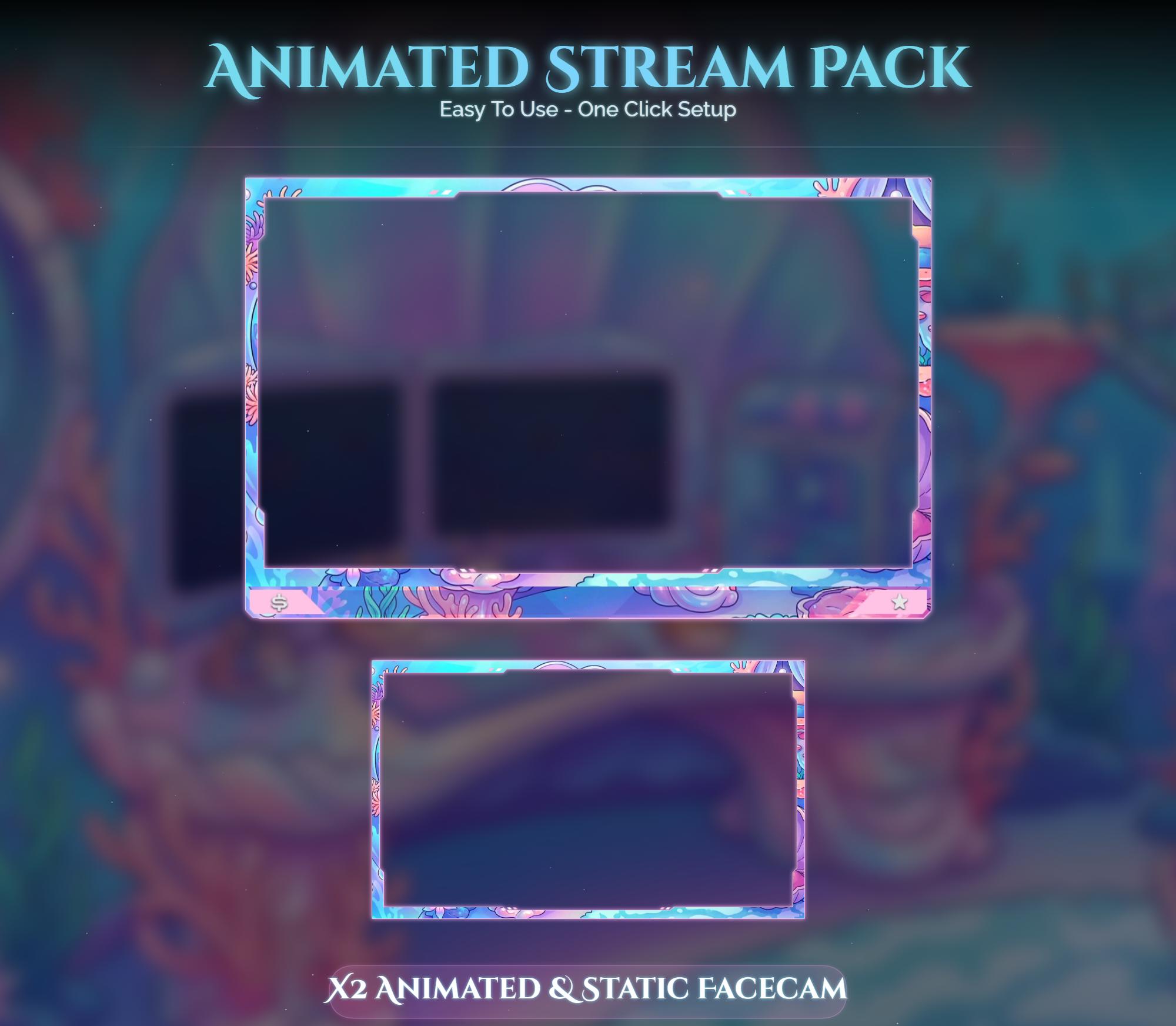 Cat Under Sea Room Animated Stream Package — preview photo 5