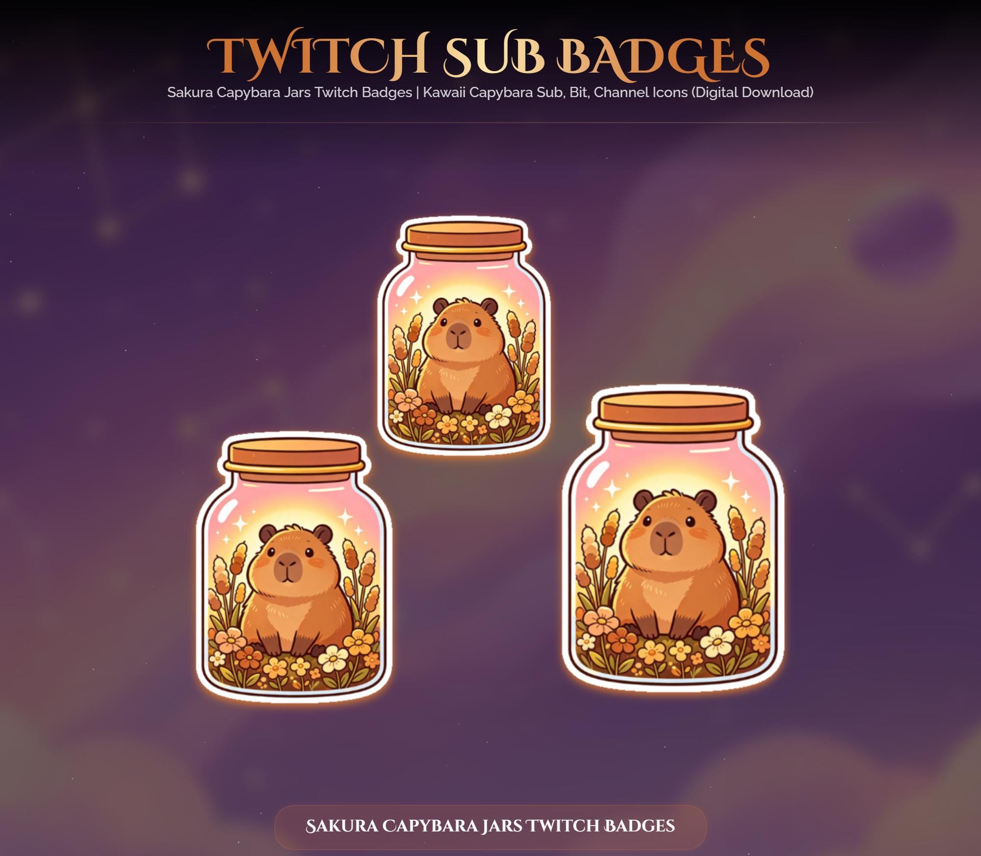Sakura Capybara Jars Twitch Badges — preview photo 8