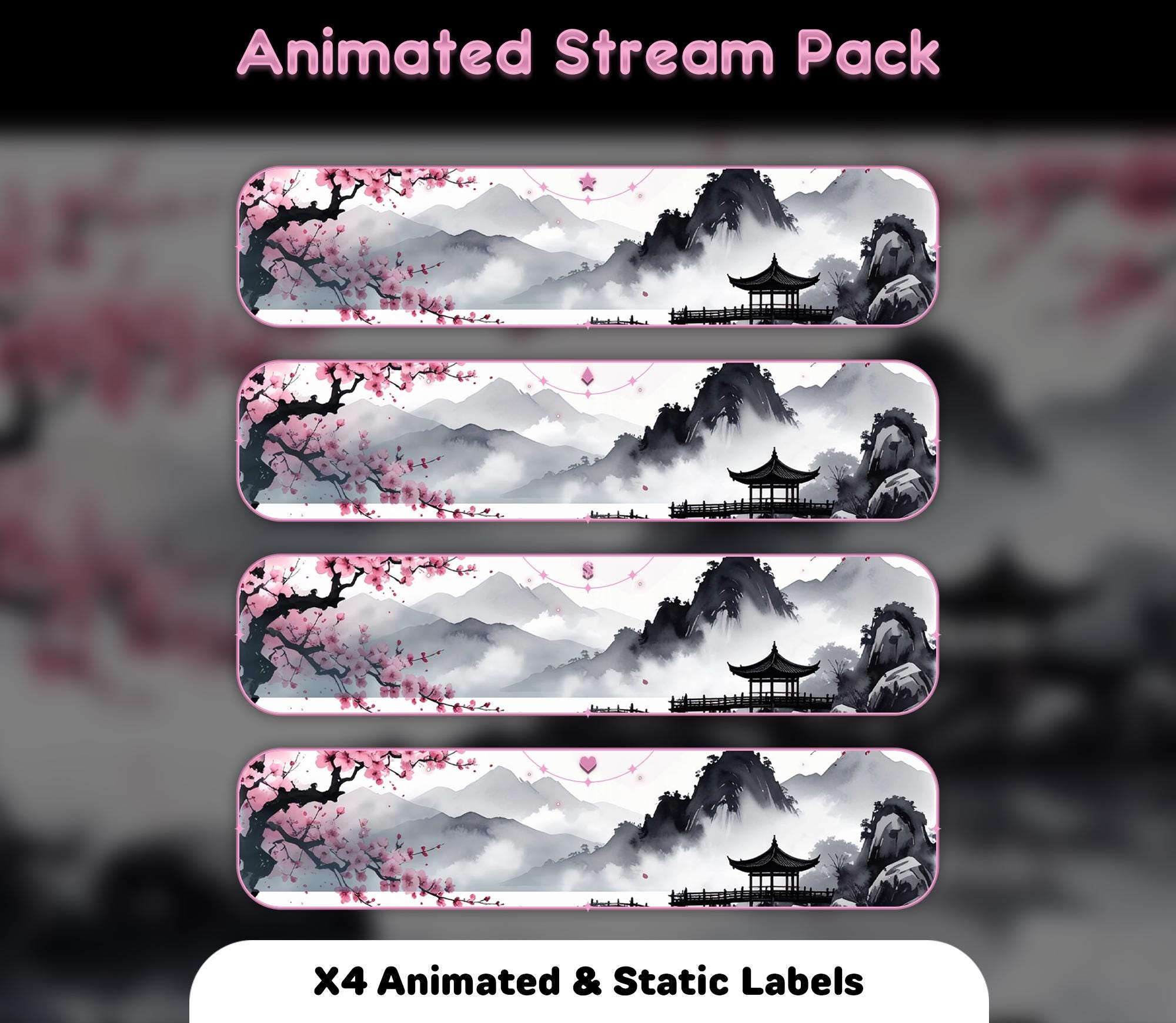 Animated Cherry Blossom Stream Overlay Package — preview photo 8