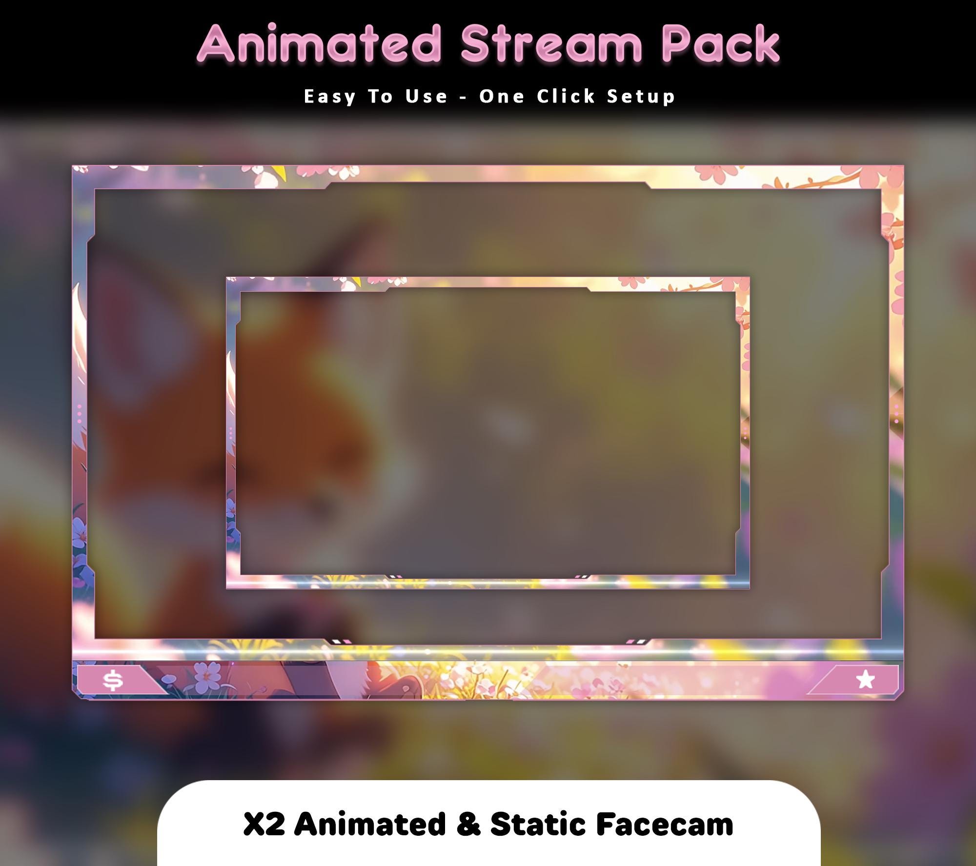 Blossom Fox Animated Stream Overlay Pack — preview photo 3