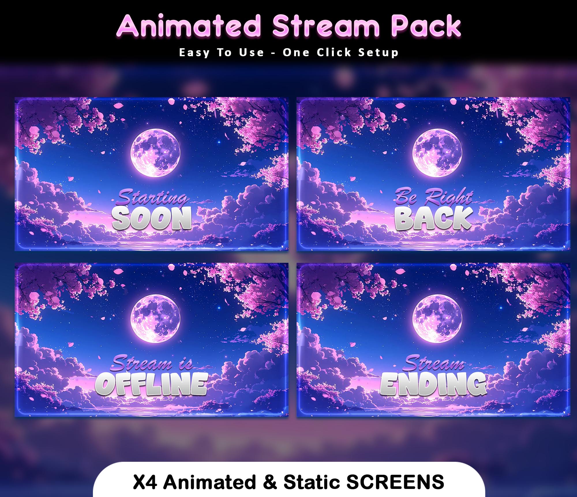 Sakura Moon Animated Stream Pack — preview photo 2