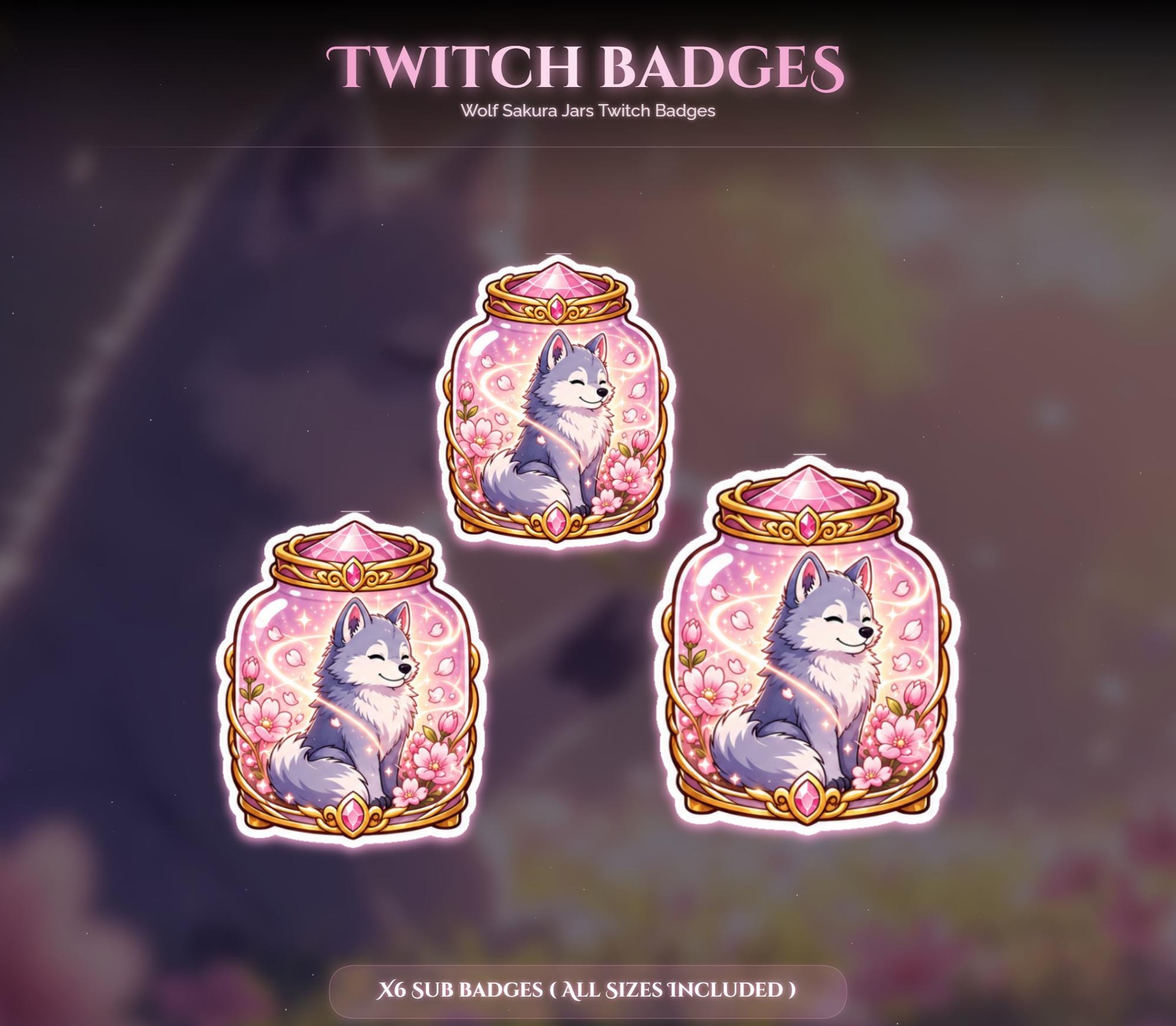 Sakura Wolf Jars Twitch Badges — preview photo 10