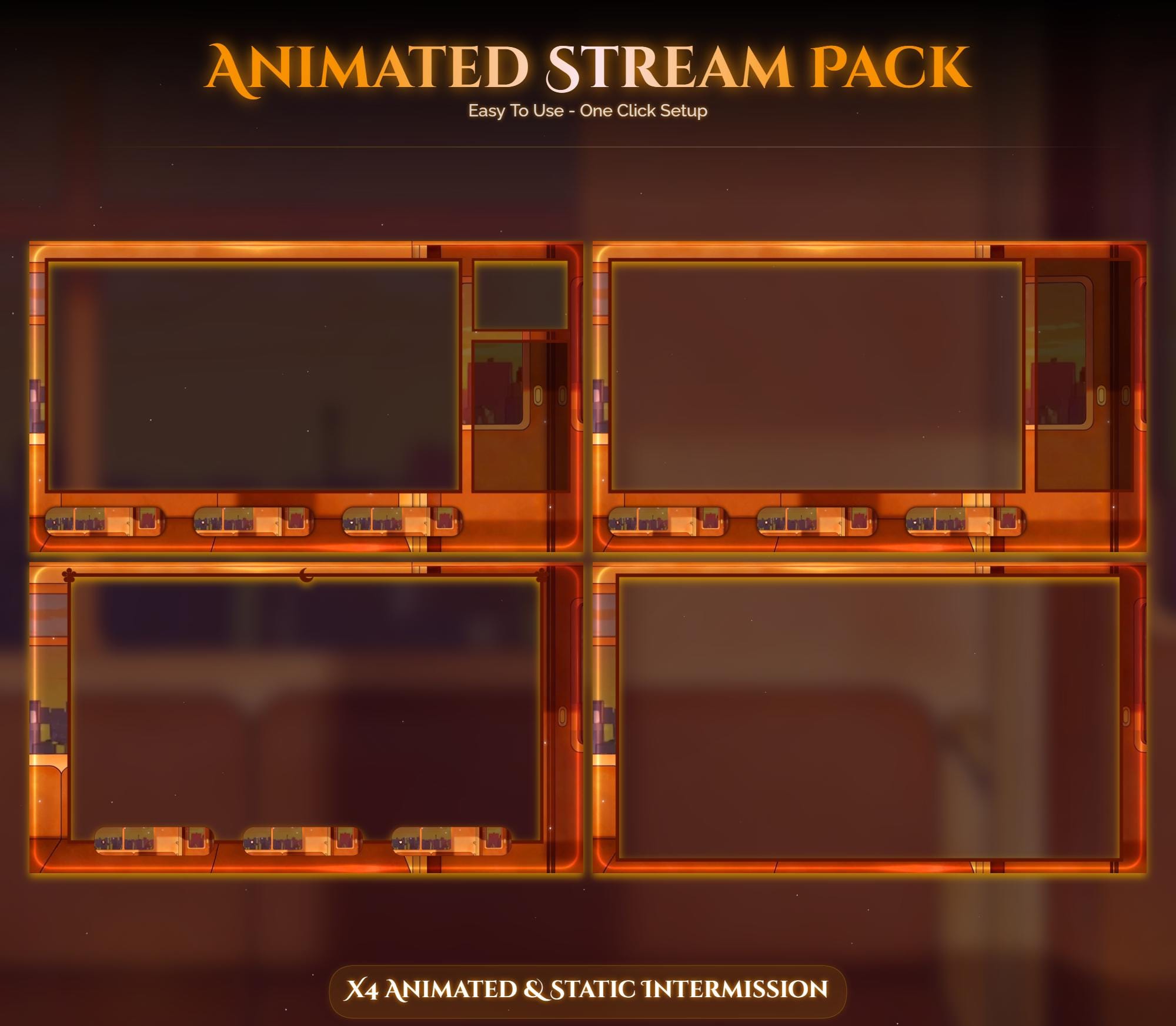 Train Sunset Otter Overlay Animated Stream Package: For Twitch, YouTube, Kick — preview photo 3