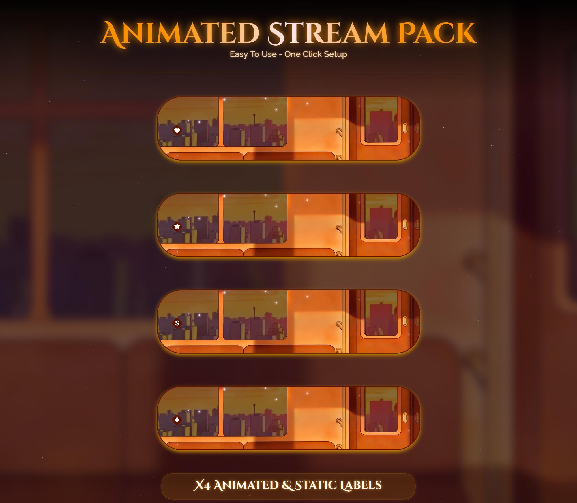 Train Sunset Otter Overlay Animated Stream Package: For Twitch, YouTube, Kick — preview photo 6