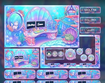 Frog Under Sea Room Animated Stream Package | Frog Twitch Overlay | YouTube | kick overlays