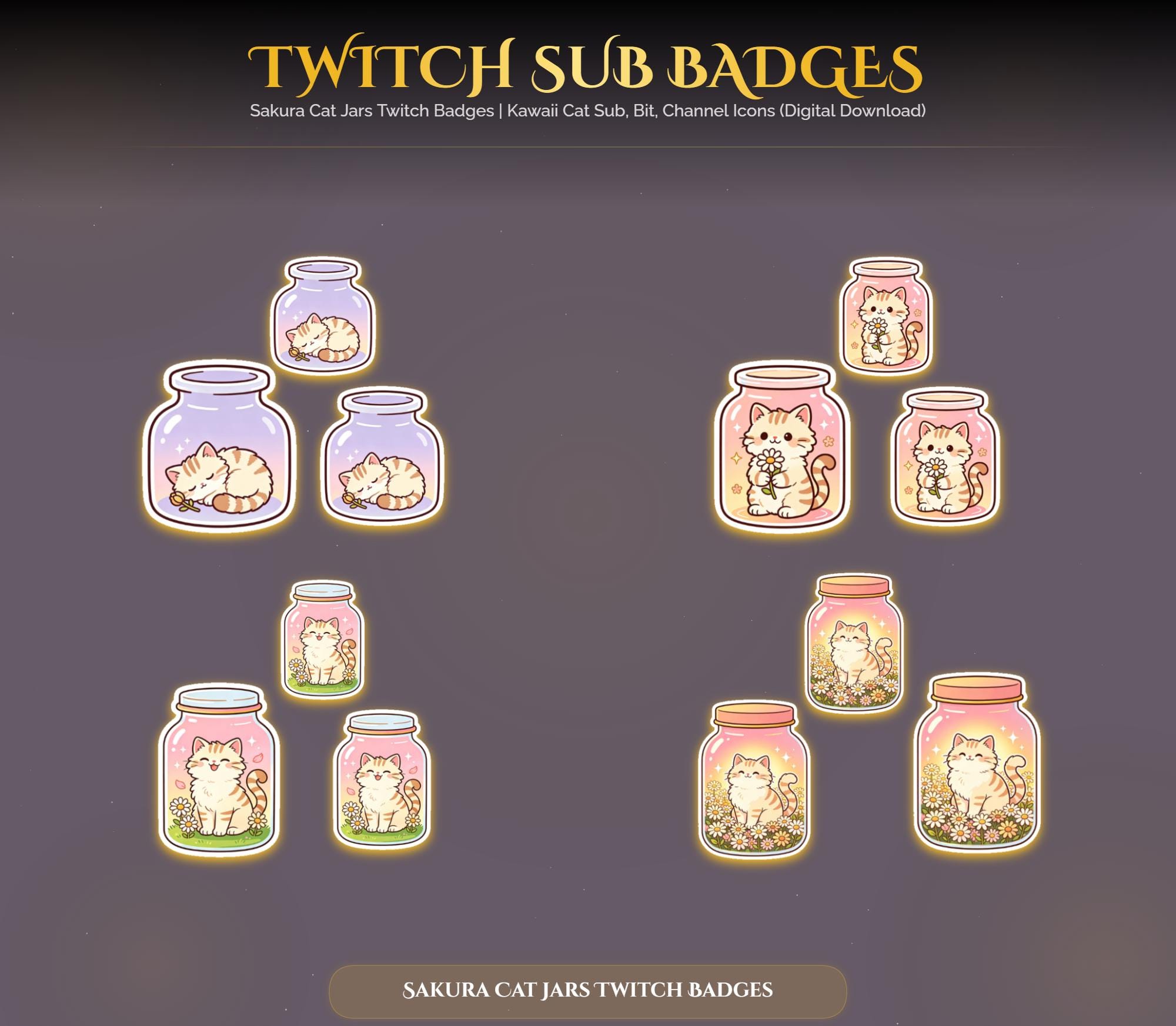 Sakura Cat Jars Twitch Badges — preview photo 2