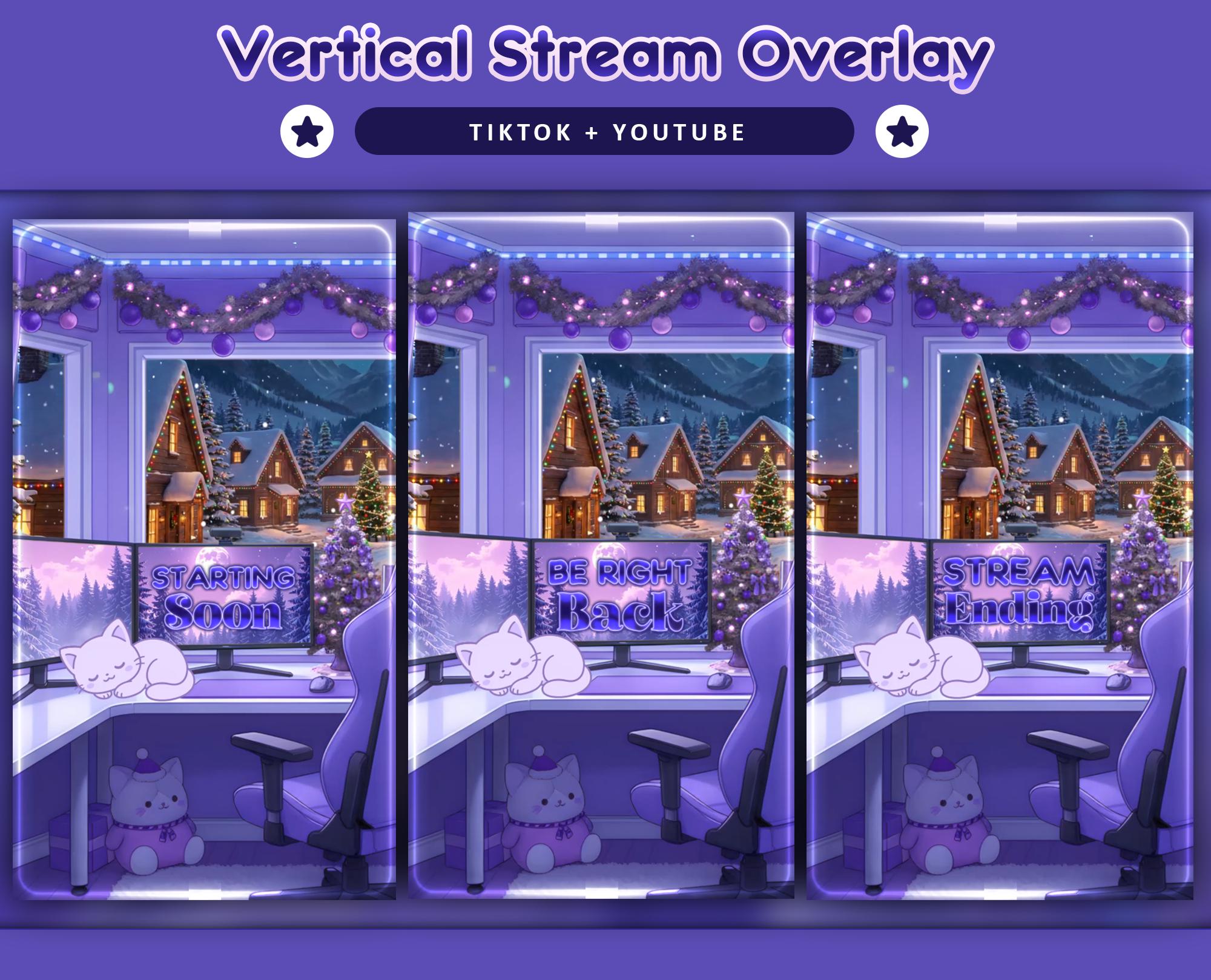 Cozy Christmas Cat Animated TikTok Stream Overlay Package (Digital Download)