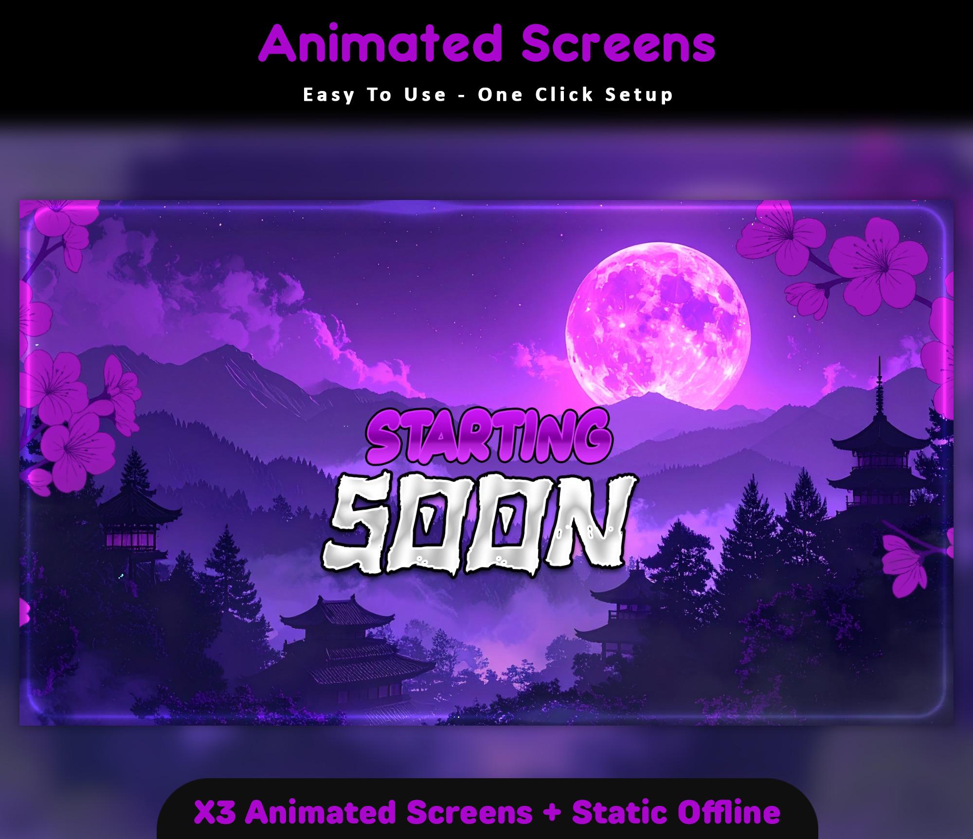 Purple Moon Sakura Twitch Screens — preview photo 2