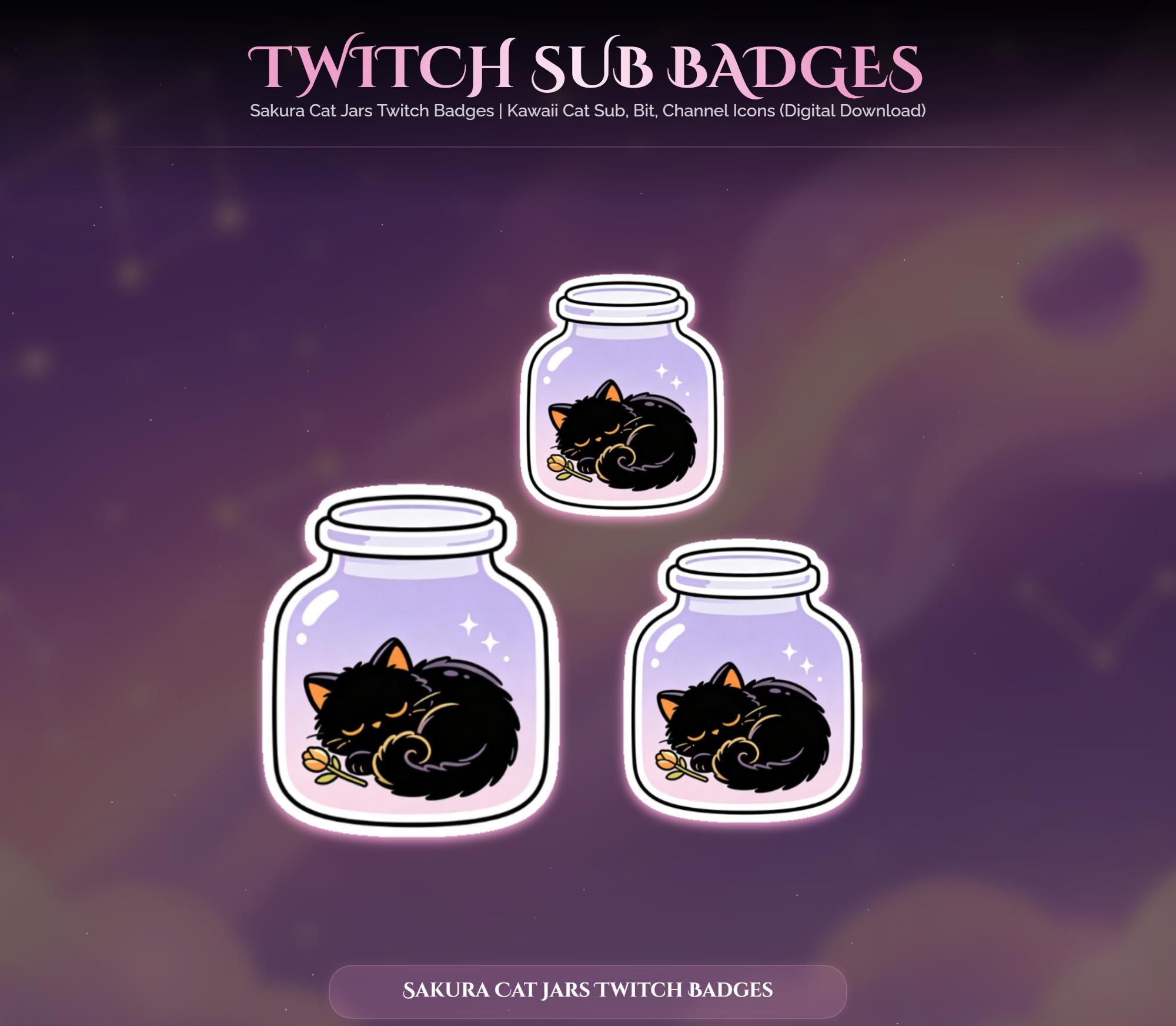 Sakura Cat Jars Twitch Badges — preview photo 3