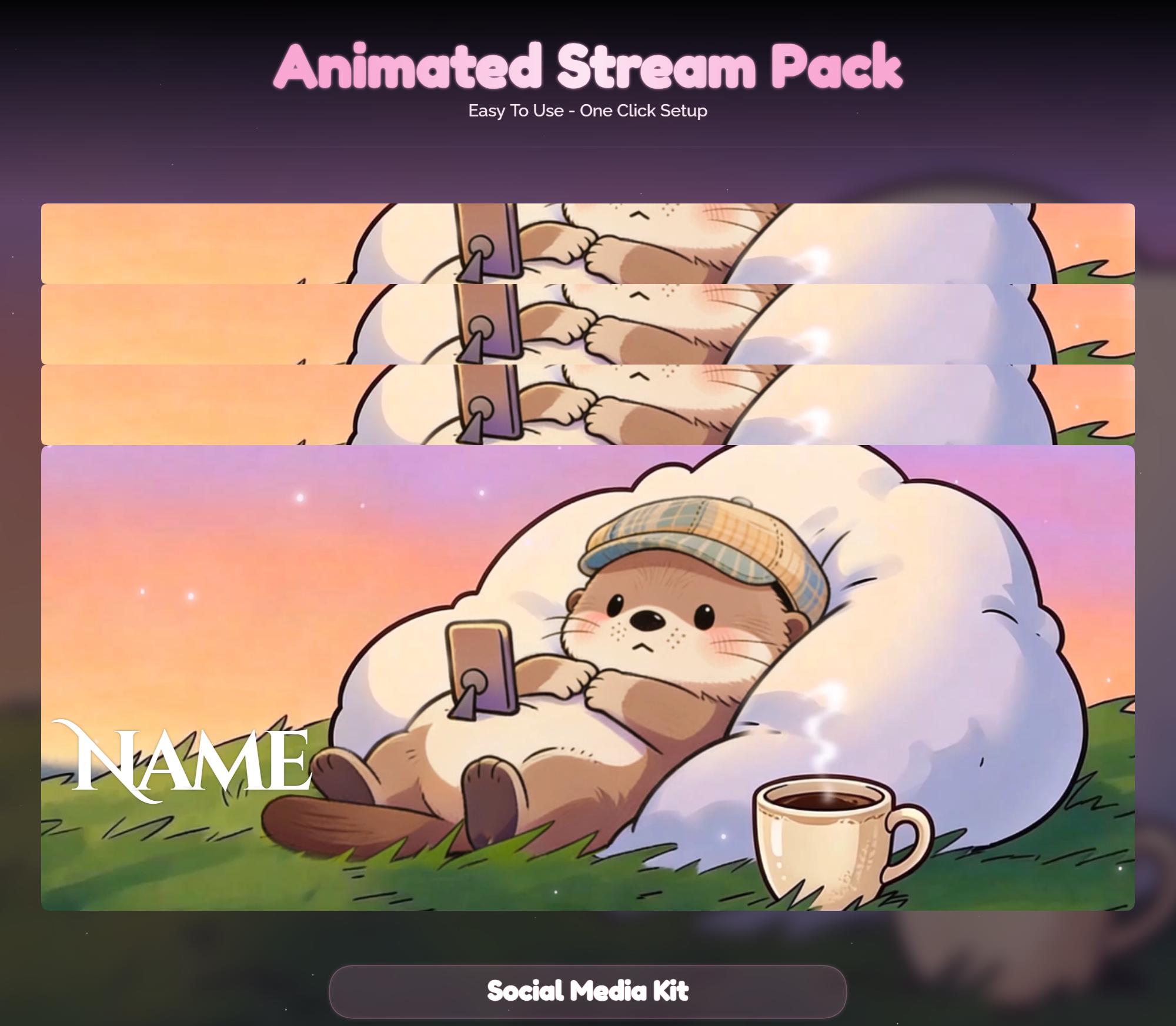 Lofi Sunset Otter Overlay Animated Stream Package: Cozy — preview photo 10