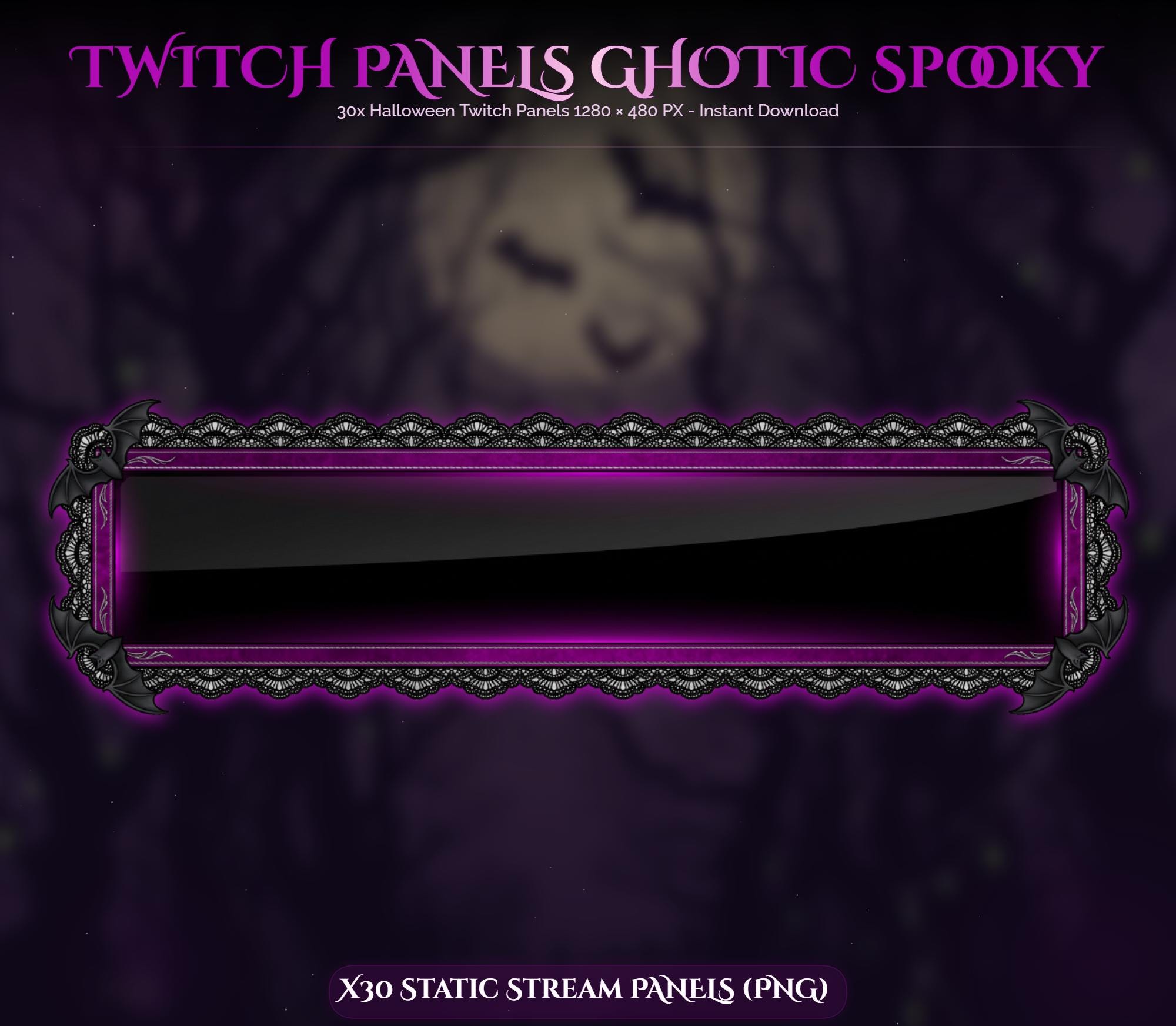 30x Spooky Gothic Pink Twitch Panels — preview photo 4