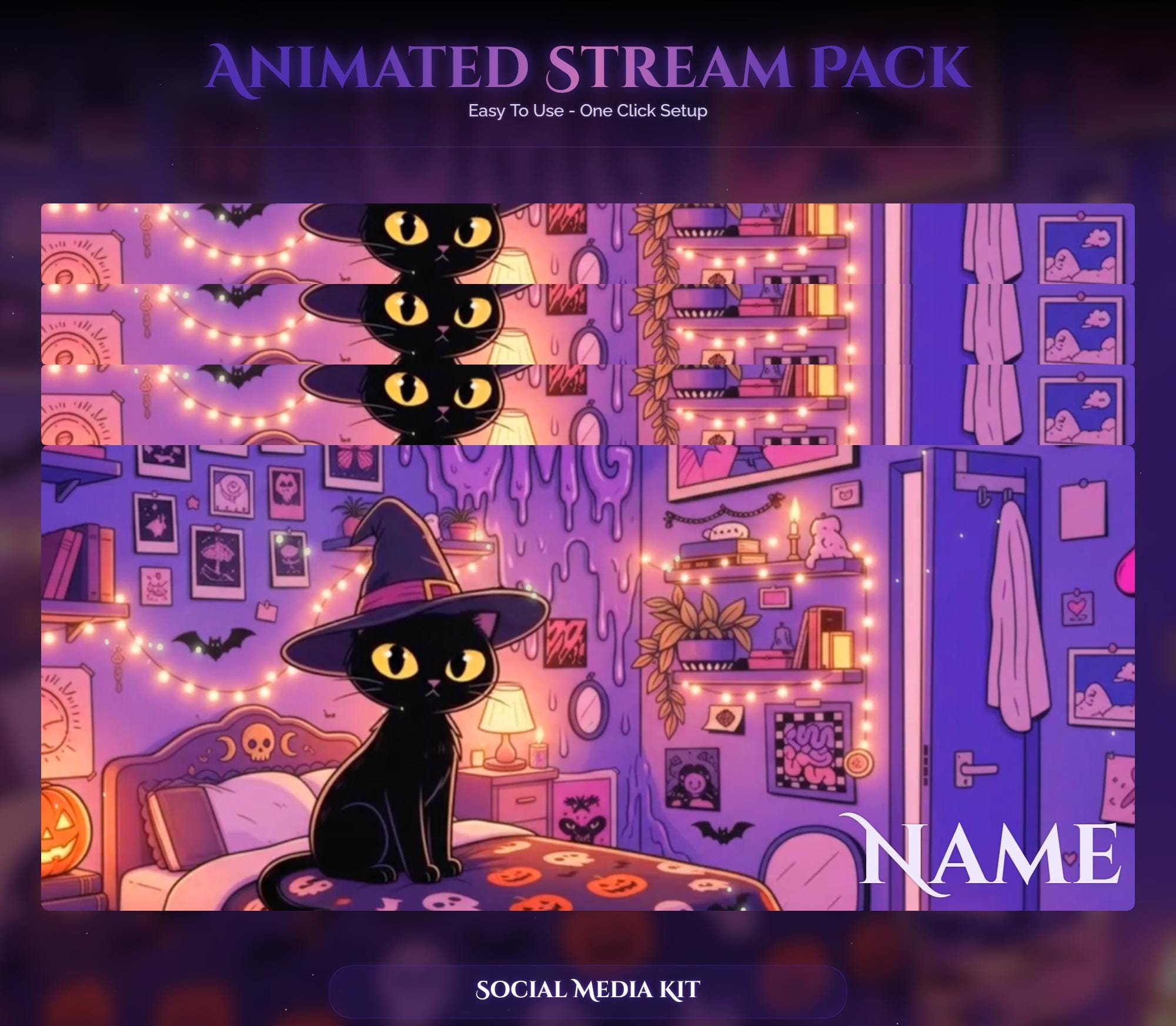 Spooky Witch Cat Animated Overlay — preview photo 10