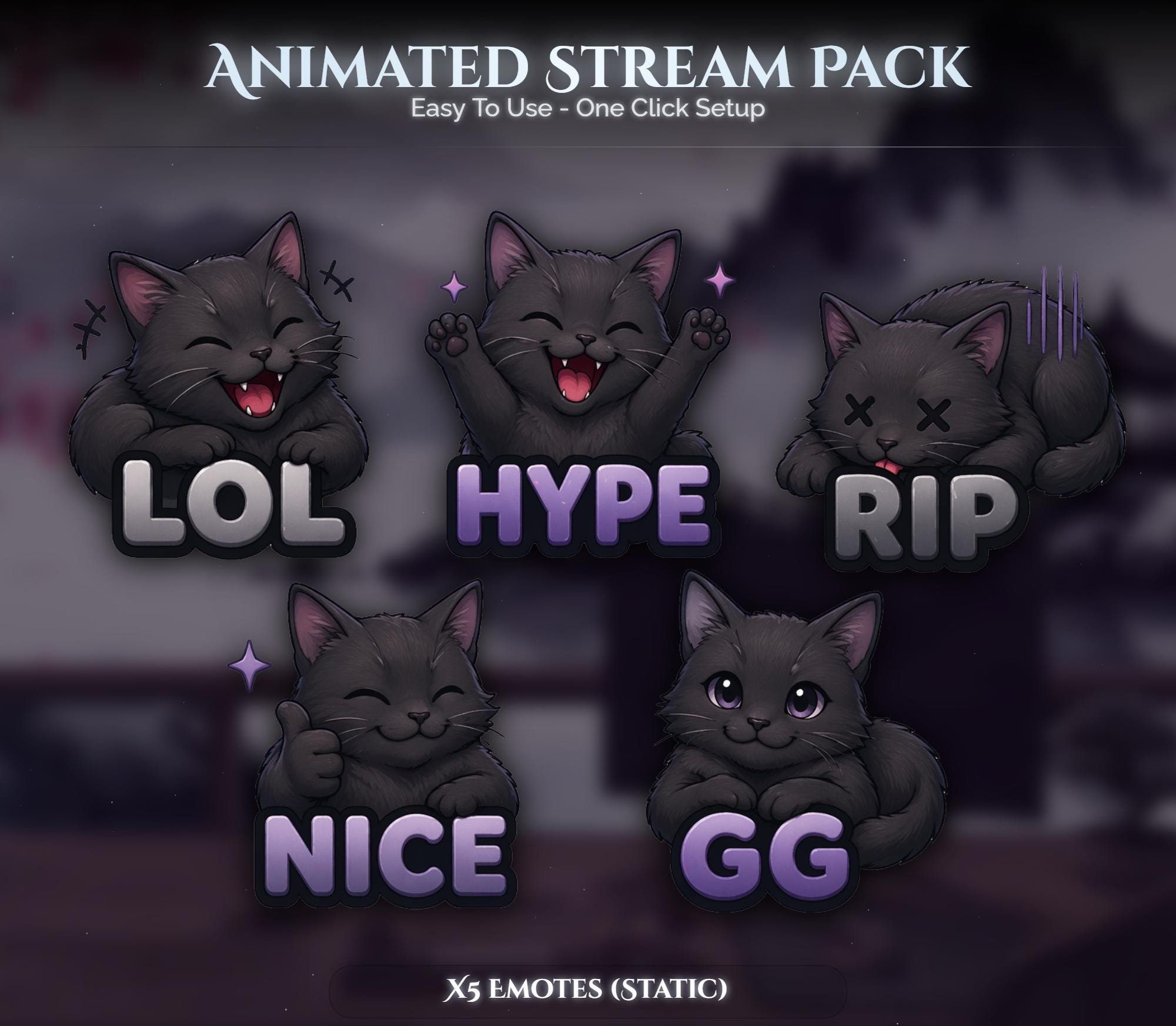 Cat Overlay Animated Stream Package: Twitch, YouTube, Kick — preview photo 7