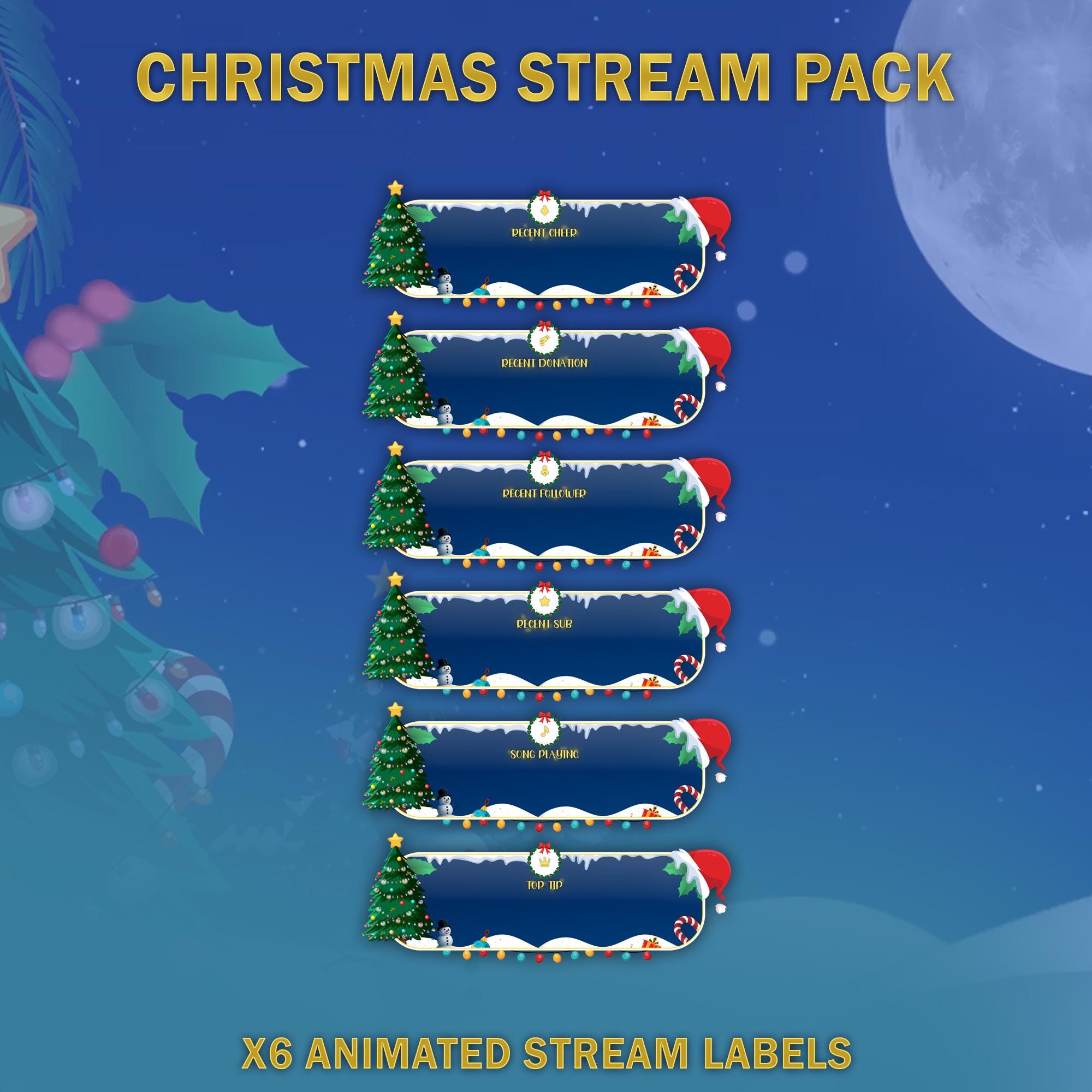 Christmas Animated Stream Package: For Twitch Overlay, YouTube, Kick, Facecam, Alerts, Christmas Overlays — preview photo 5