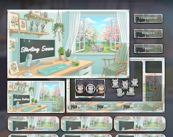 Matcha Wolf Animated Stream Package: For Twitch Overlay, YouTube, Kick | Wolf Overlays