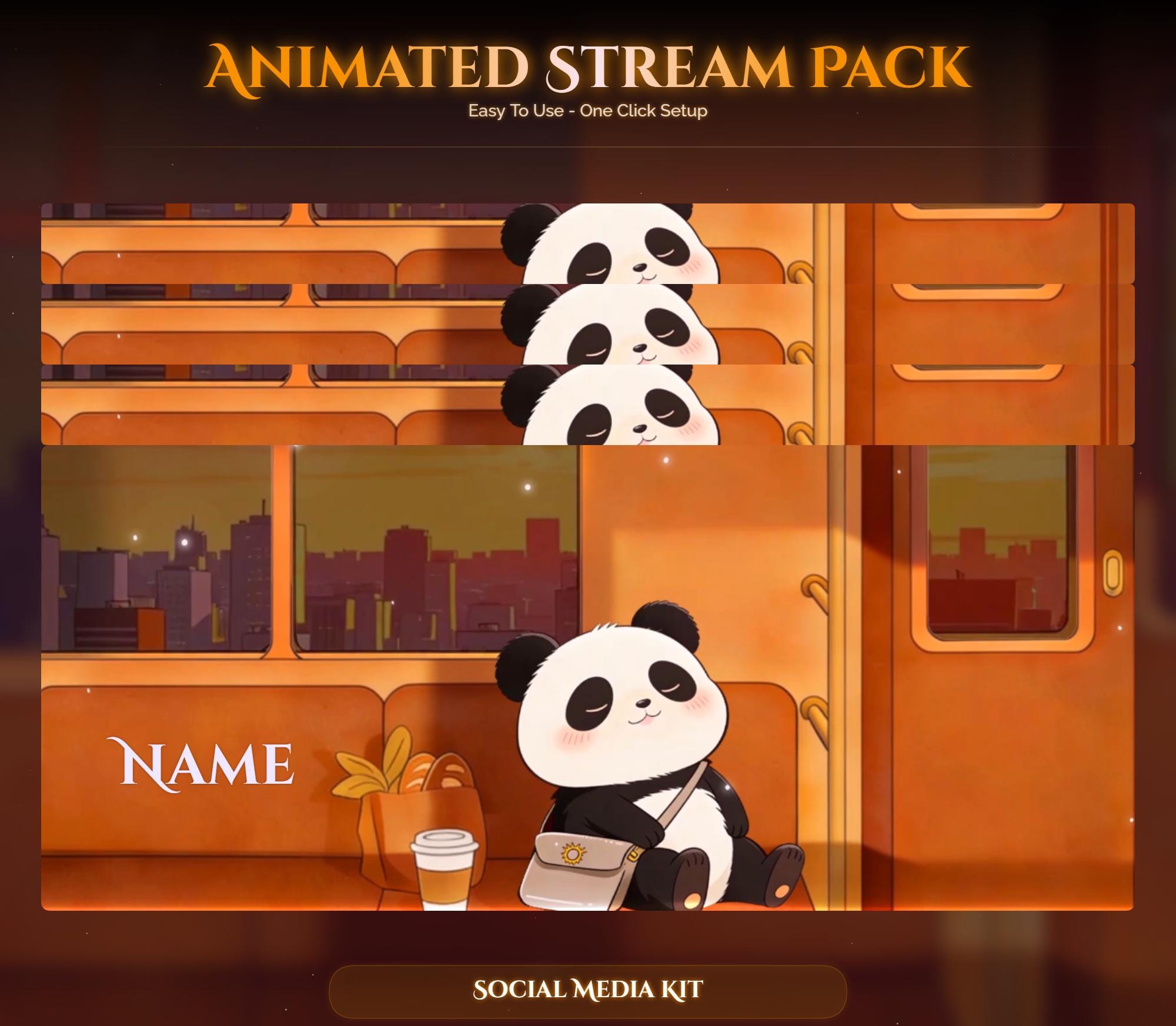 Train Sunset Panda Overlay Animated Stream Package: For Twitch, YouTube, Kick — preview photo 10