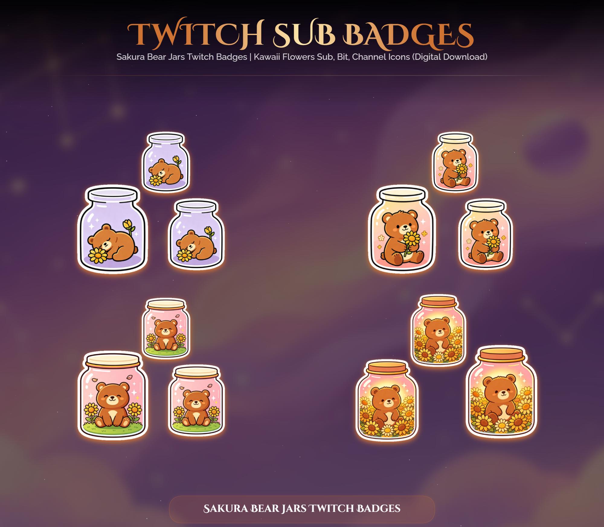 Sakura Bear Jars Twitch Badges — preview photo 2