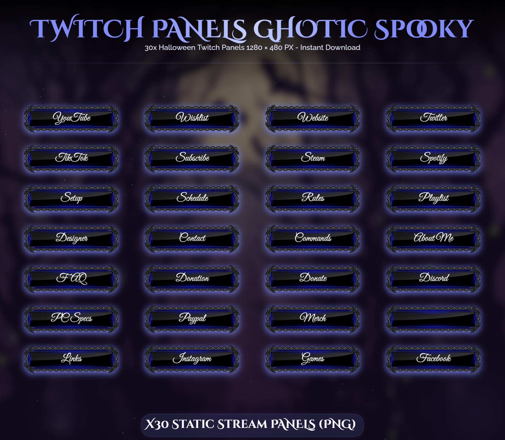 30x Spooky Gothic Bleu Twitch Panels — preview photo 3