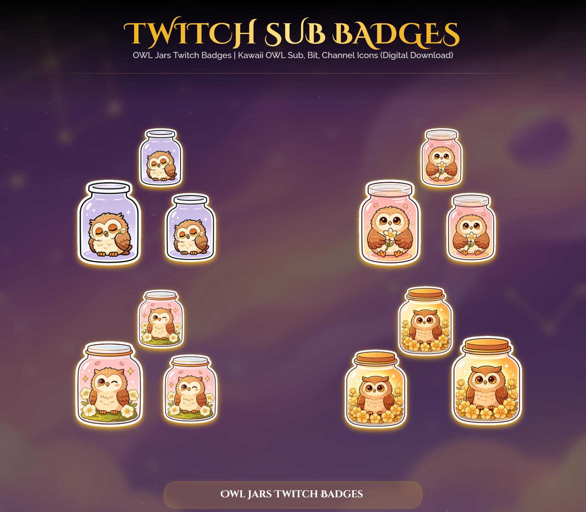 Sakura Owl Jars Twitch Badges — preview photo 2