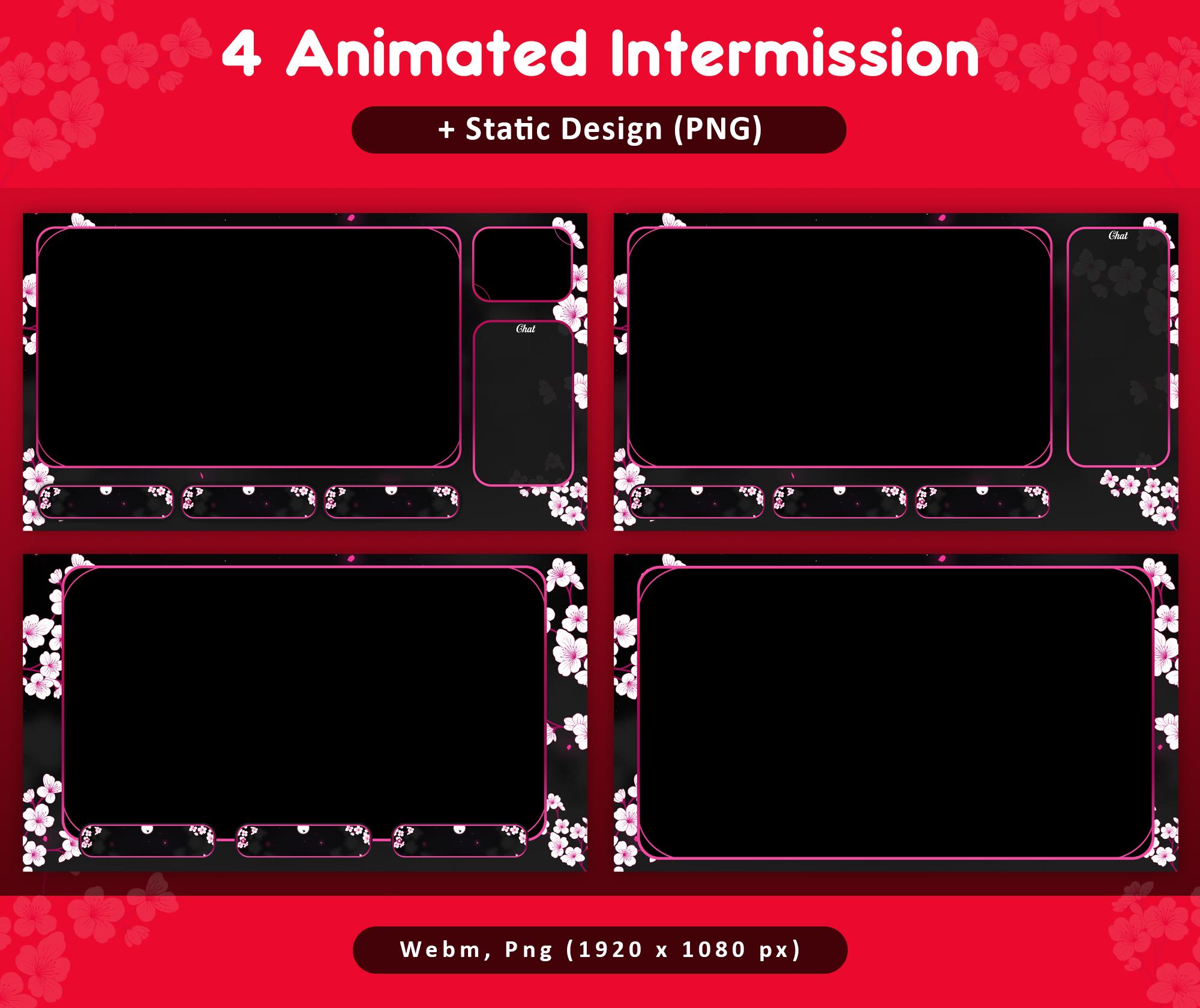 Cherry Blossom Animated Stream Package: Twitch Overlay, YouTube, Kick — preview photo 4