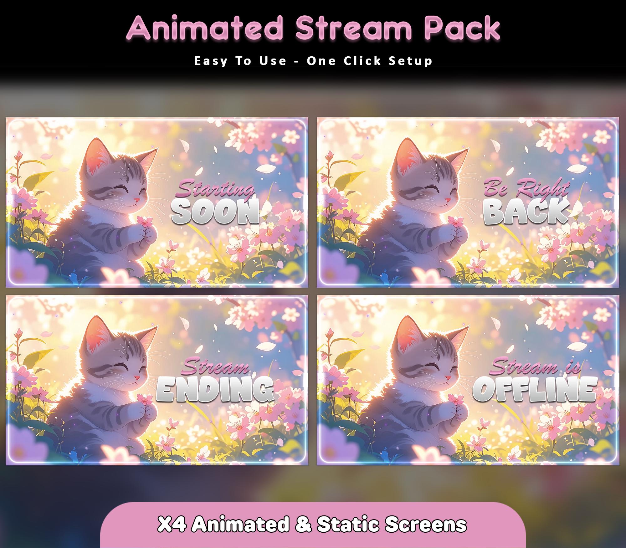 Sakura Cat Animated Stream Package — preview photo 2