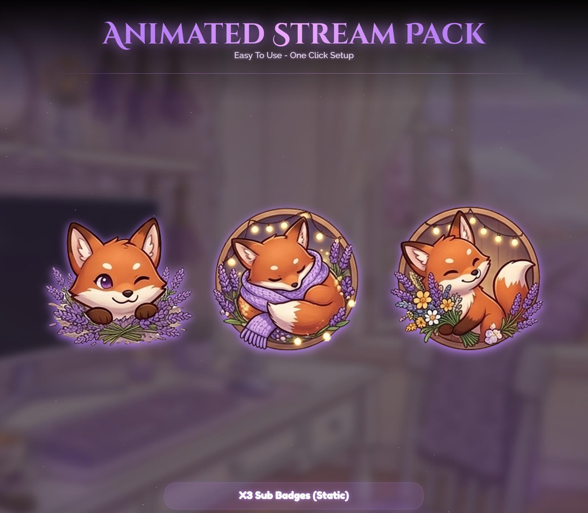 Lavender Spring Fox Animated Stream Package — preview photo 6