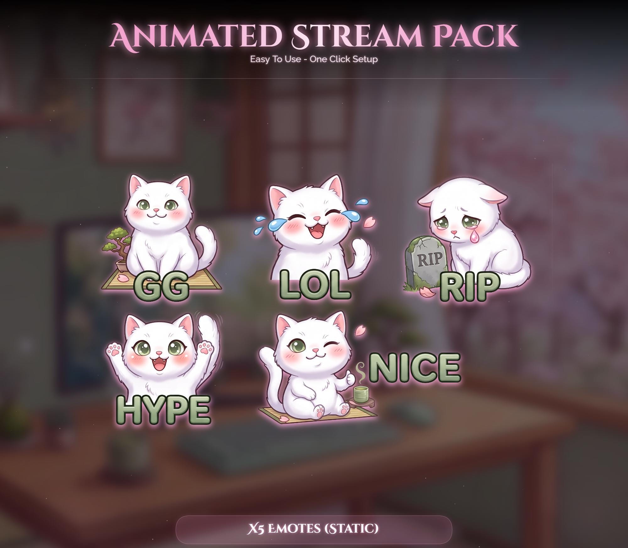Sakura Setup Cat Animated Stream Package — preview photo 7